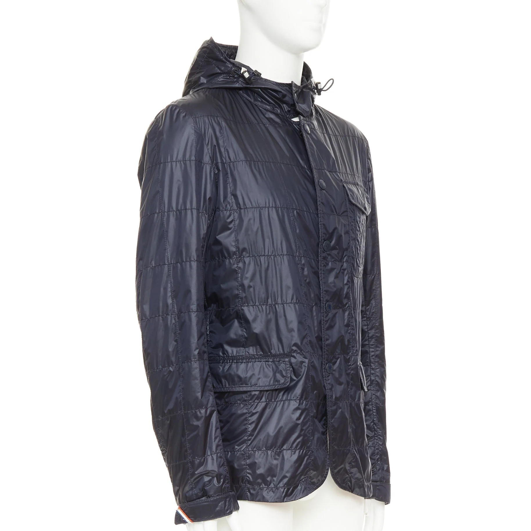 Women's MONCLER Sauldre Giubbotto navy nylon lightweight quilted field jacket Sz.4 XL - Image 4