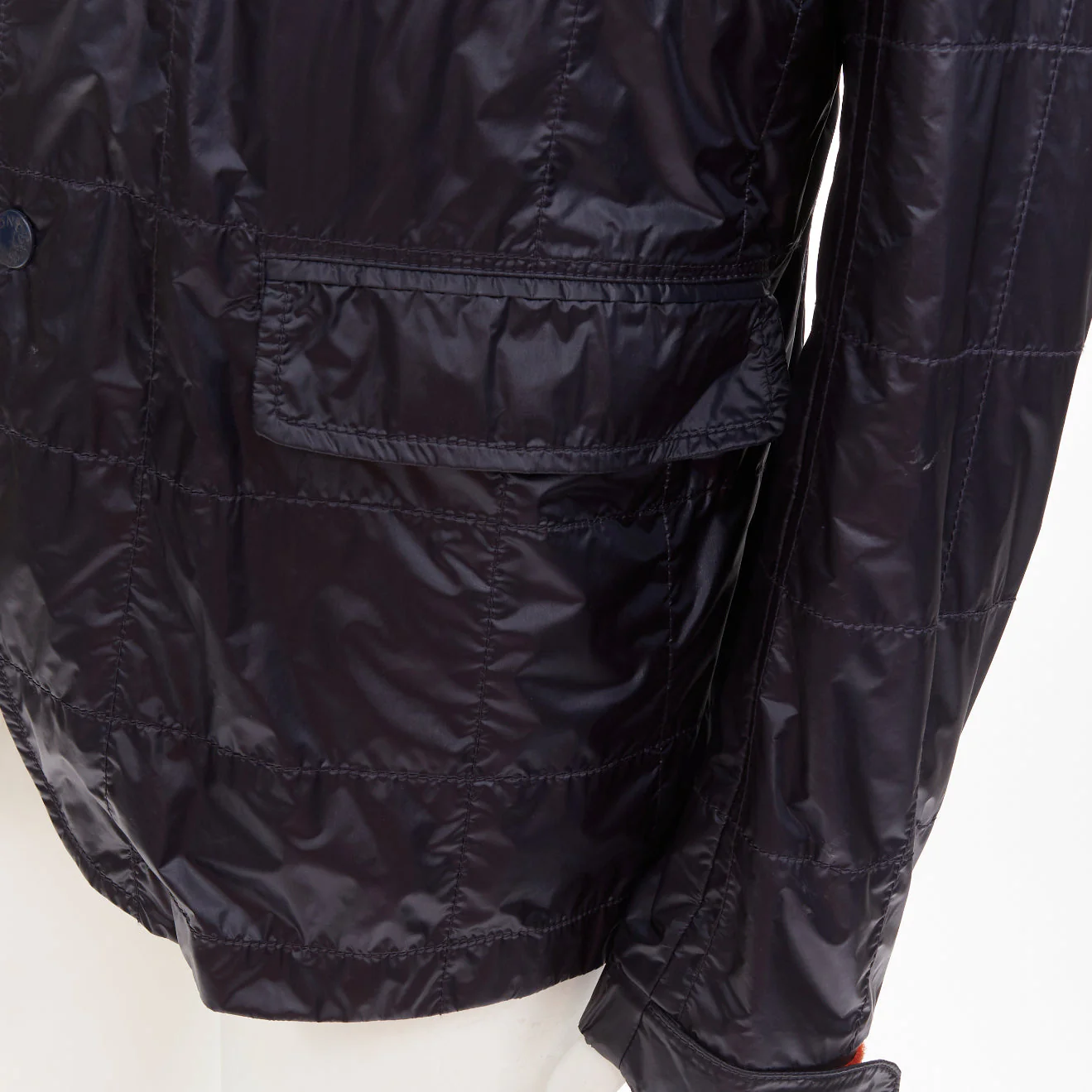 Women's MONCLER Sauldre Giubbotto navy nylon lightweight quilted field jacket Sz.4 XL - Image 8