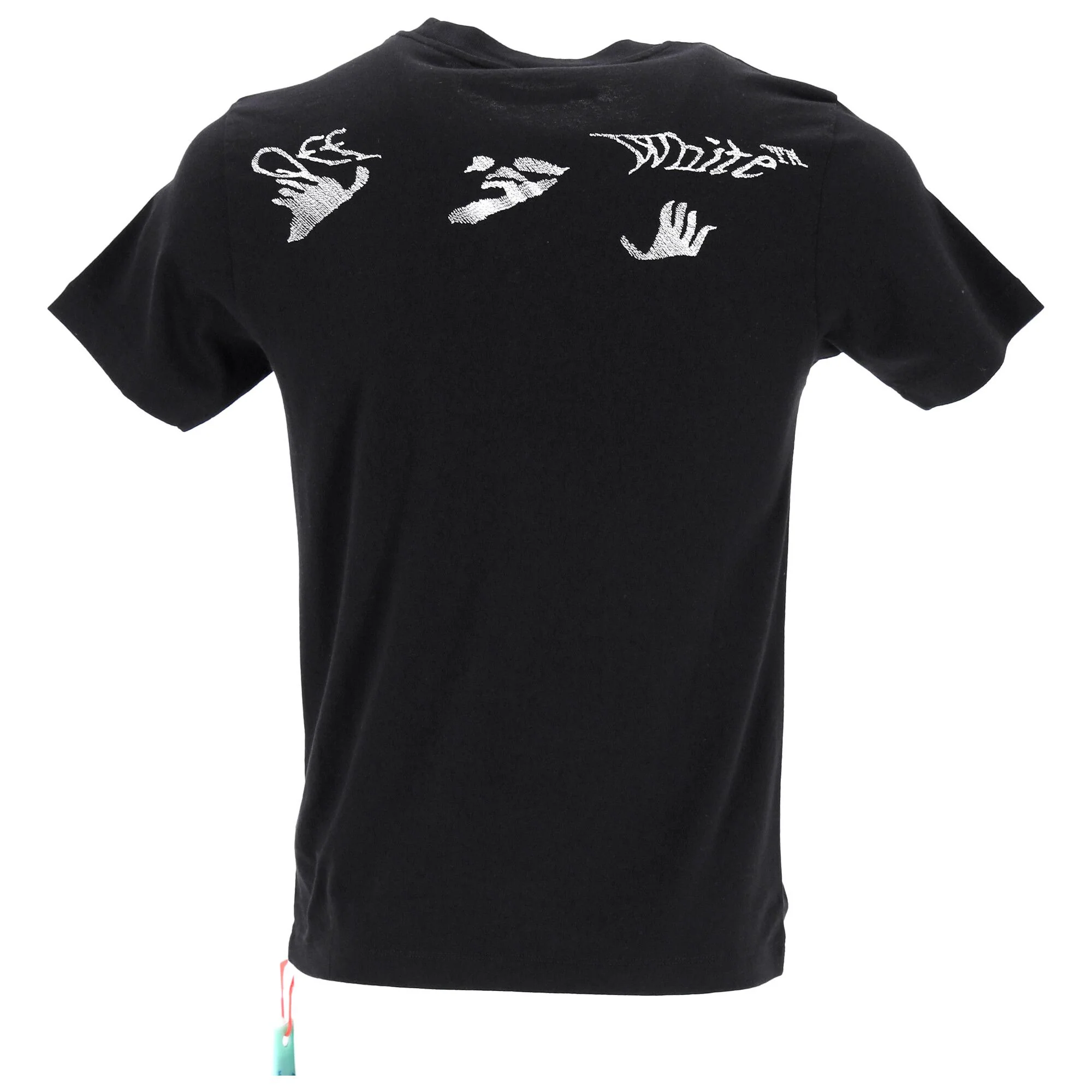Men's Off-White Black Cotton Logo T-Shirt - Image 3