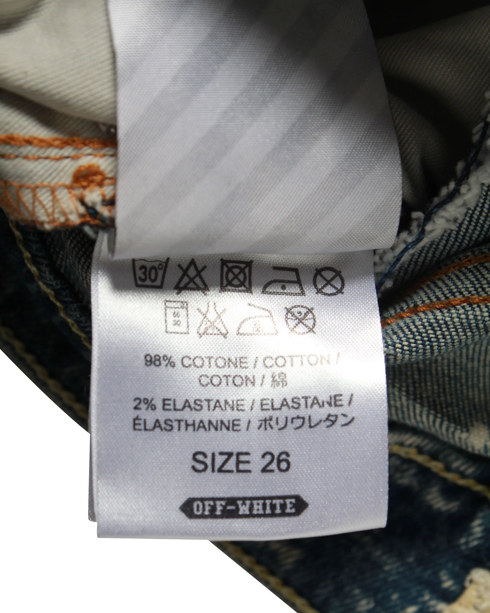 Women's Off-White Distressed Straight Leg Denim Jeans in Blue Cotton - Image 4