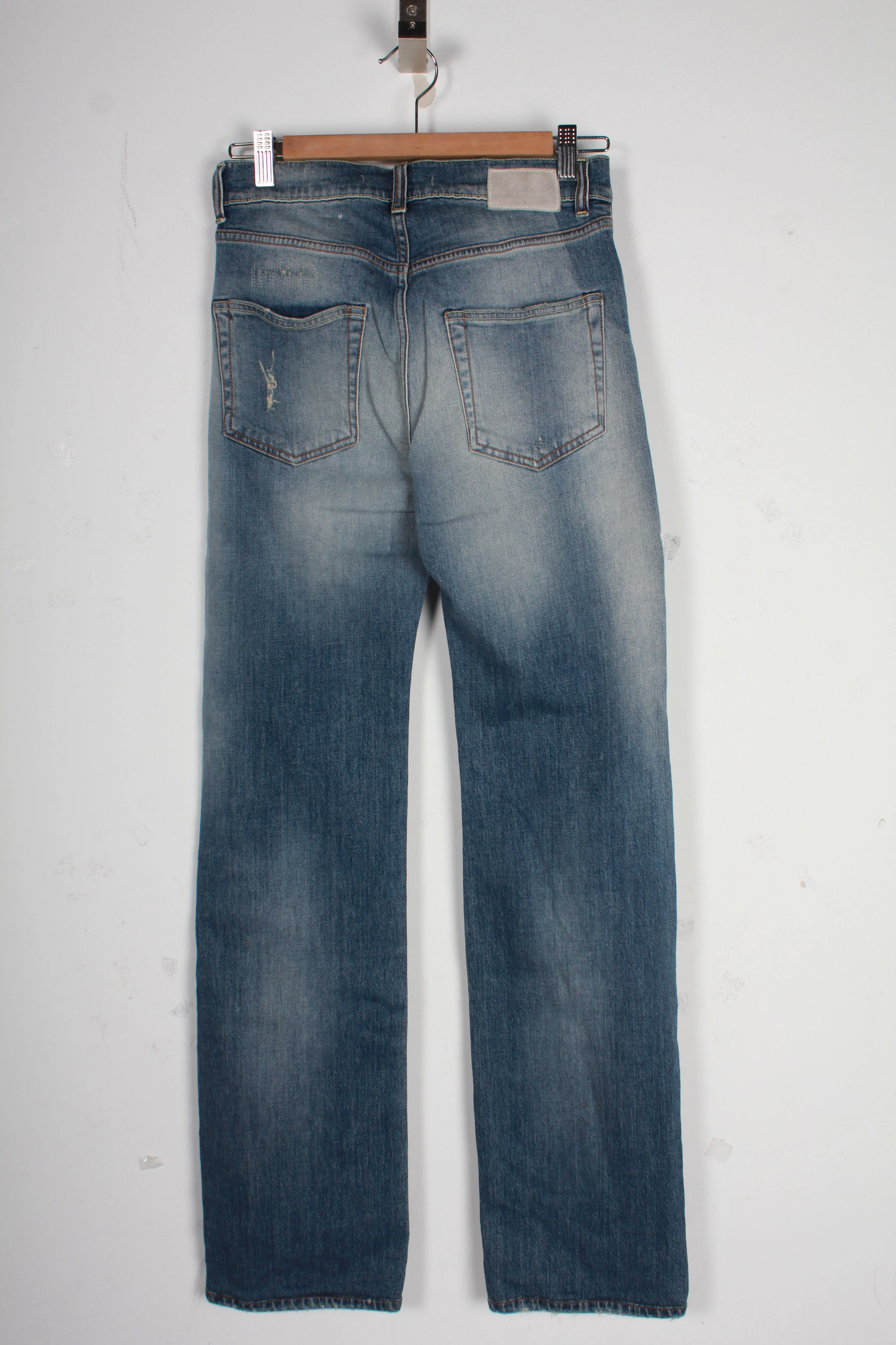 Women's Off-White Distressed Straight Leg Denim Jeans in Blue Cotton - Image 6