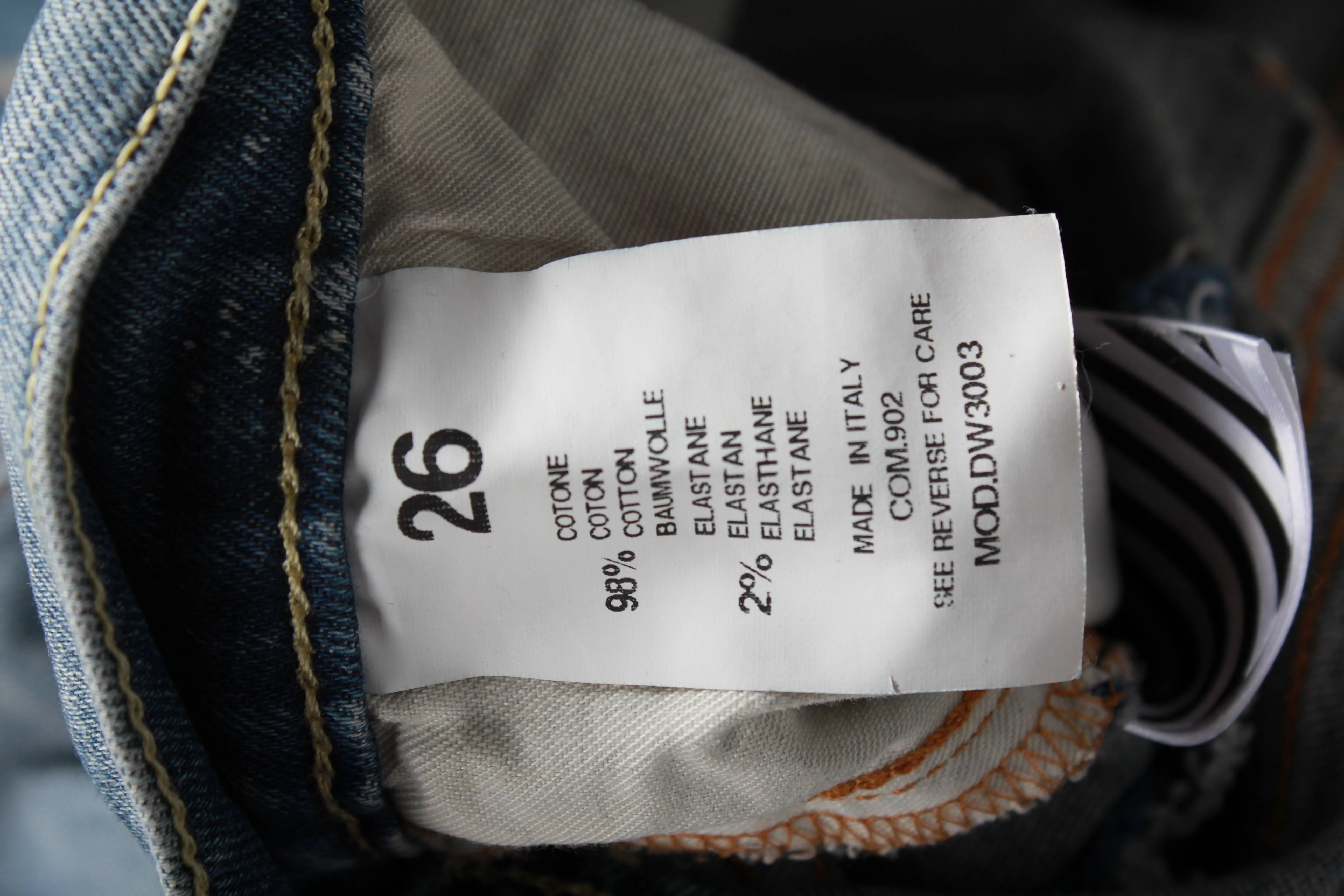 Women's Off-White Distressed Straight Leg Denim Jeans in Blue Cotton - Image 7