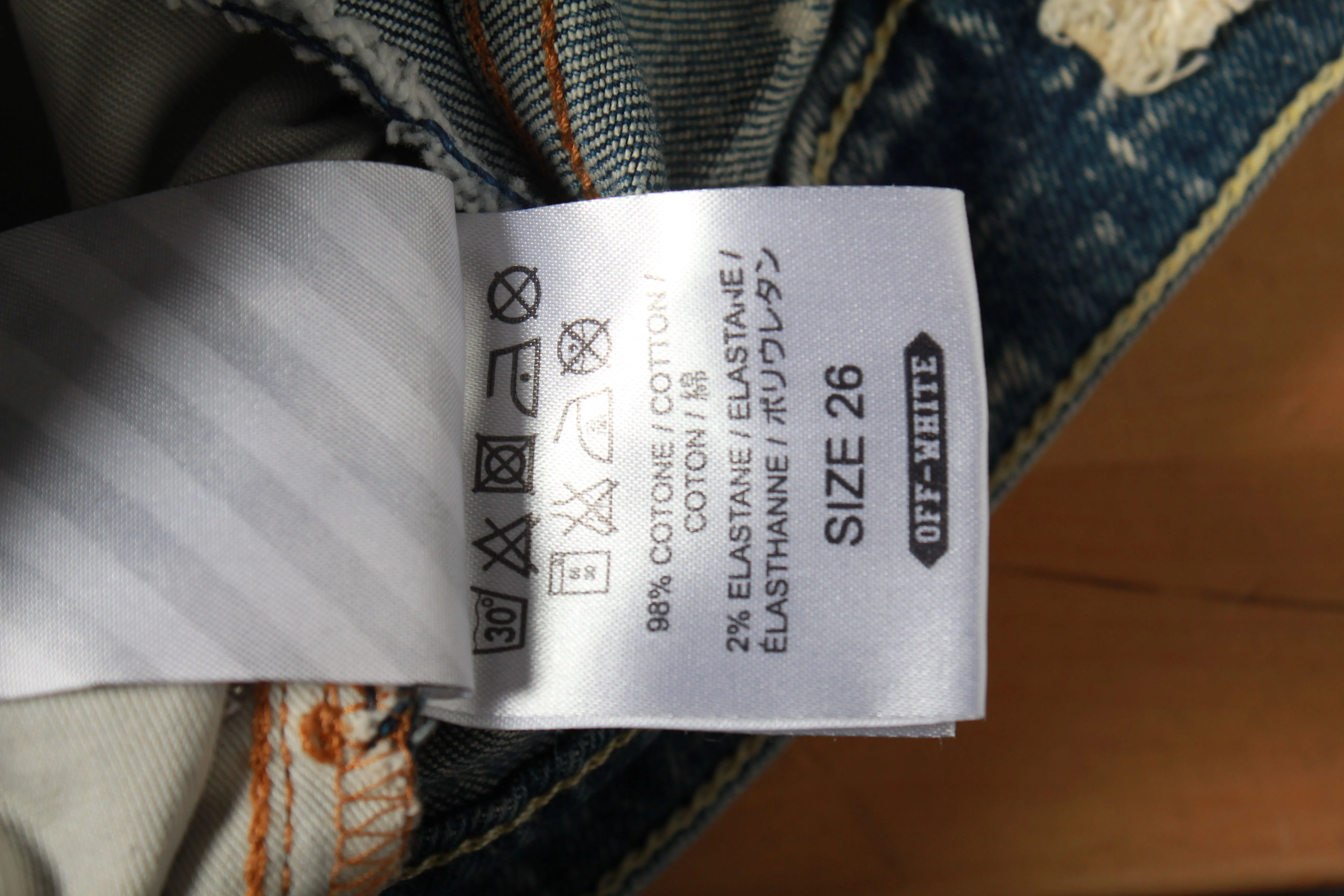 Women's Off-White Distressed Straight Leg Denim Jeans in Blue Cotton - Image 8