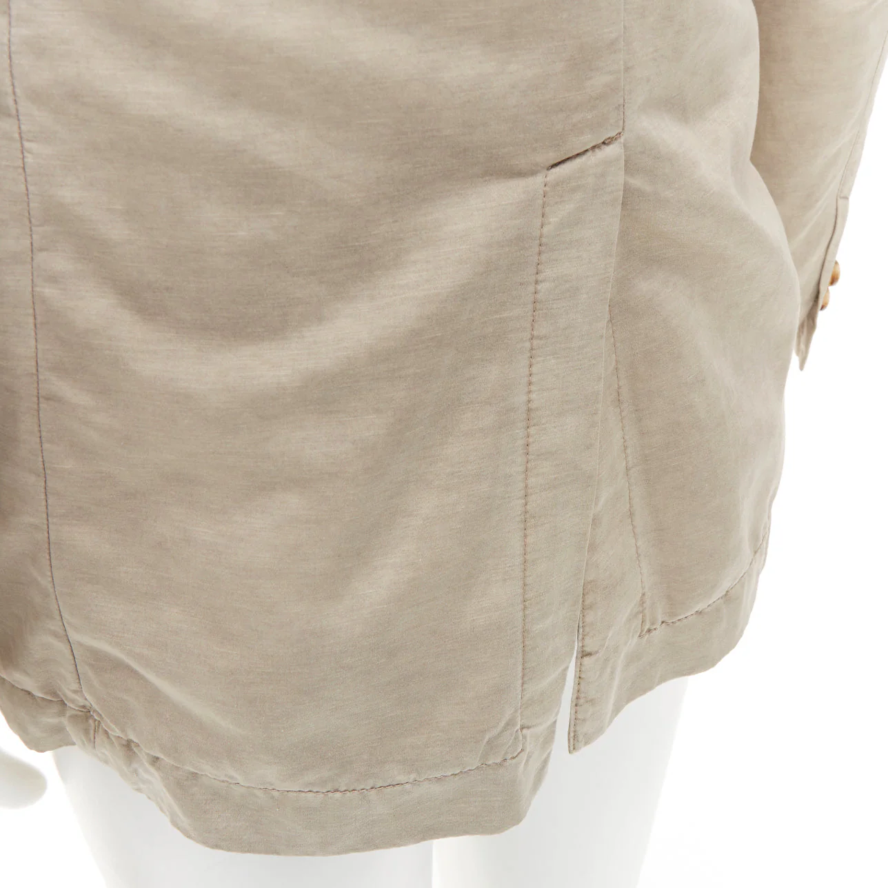 Men's PRADA beige coated linen cotton flap pockets two button relaxed blazer IT48 M - Image 8