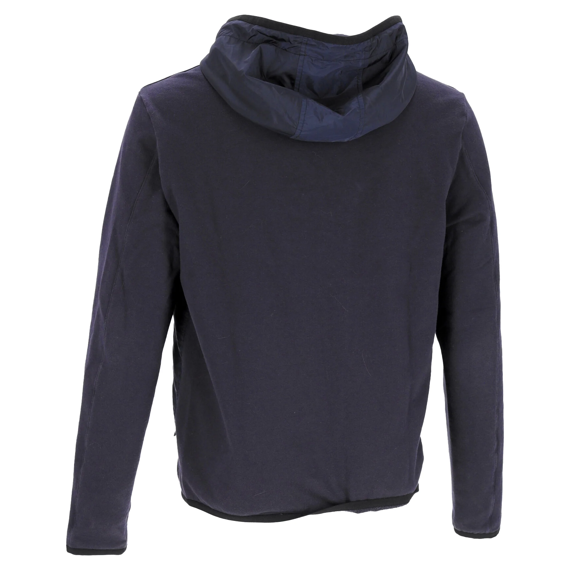 Men's Prada Zipped Hoodie in Navy Blue Cotton and Nylon - Image 3