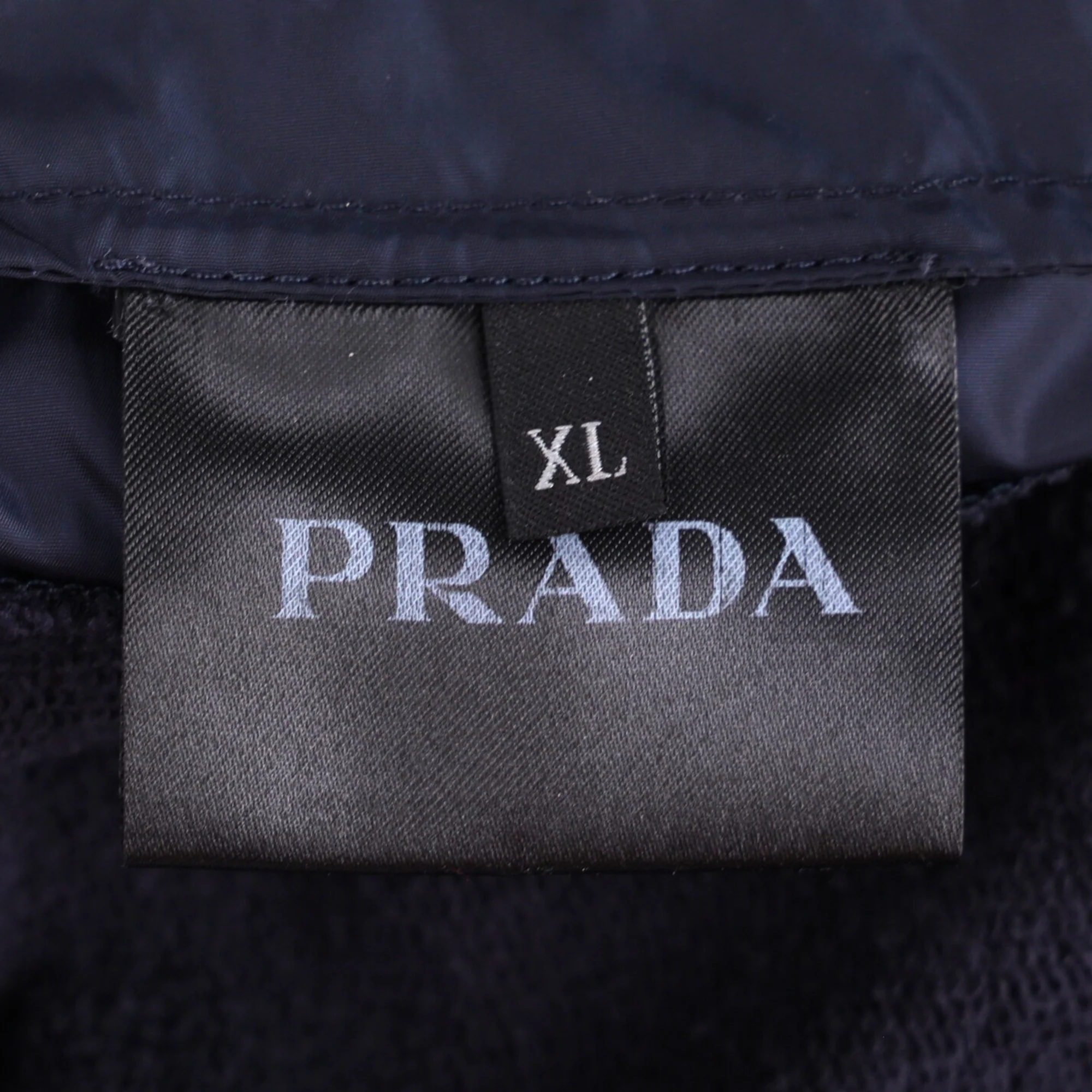 Men's Prada Zipped Hoodie in Navy Blue Cotton and Nylon - Image 5