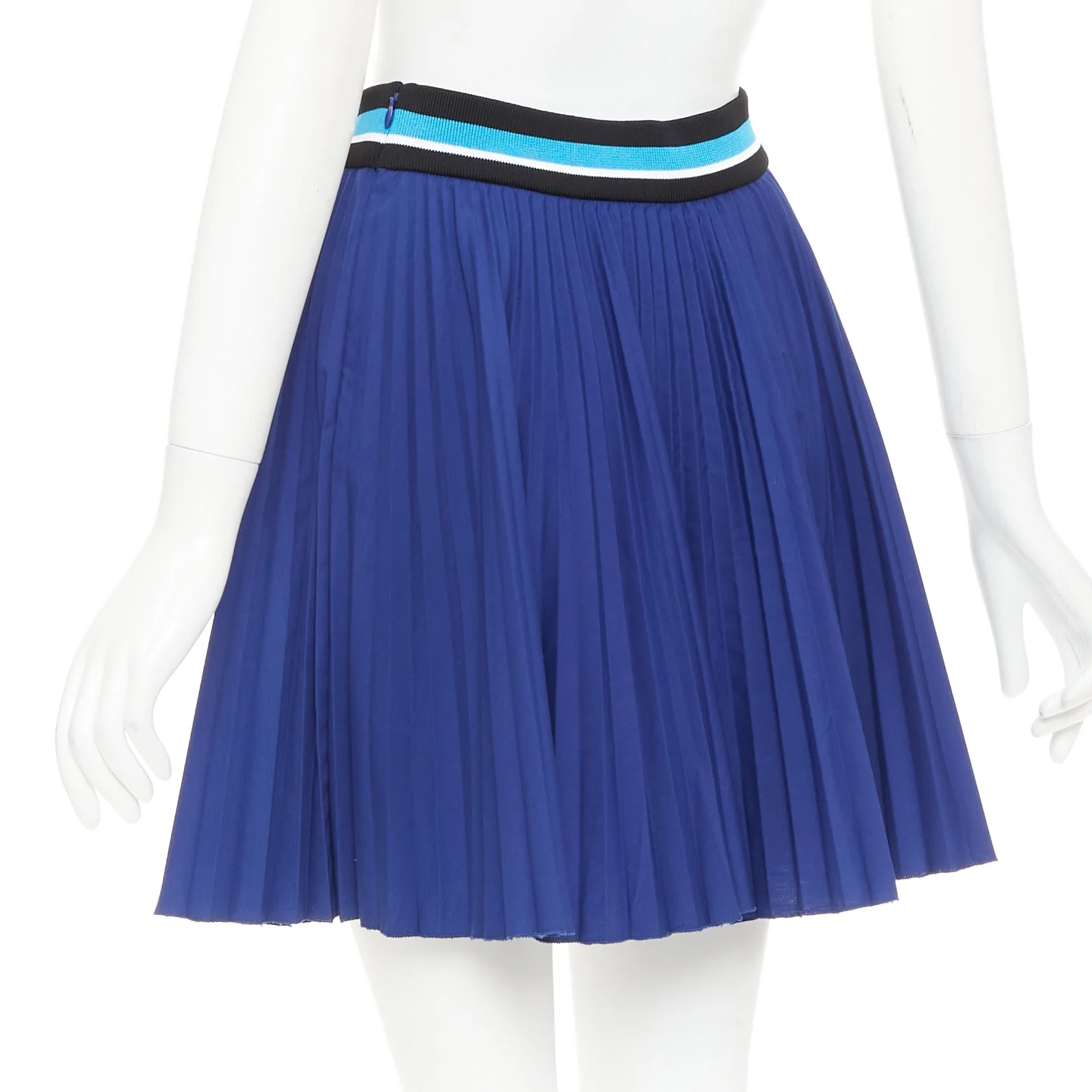 Women's PRADA 2014 royal blue ribbed waistband accordion pleated tennis skirt IT38 XS - Image 6