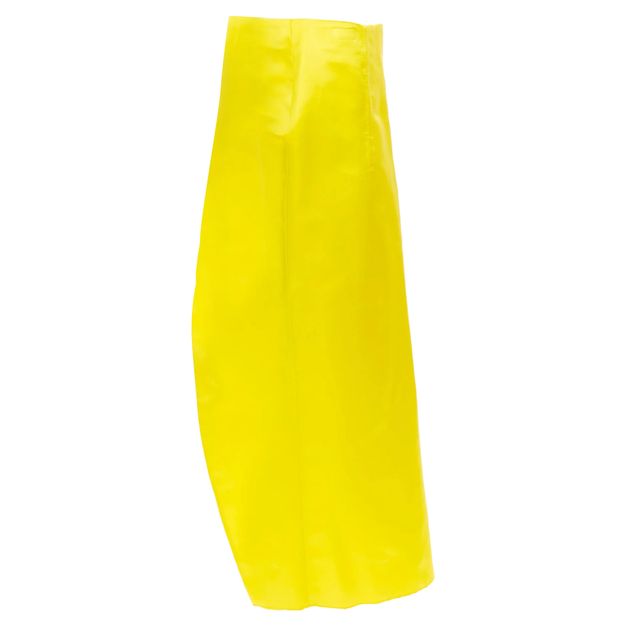 Women's PRADA 2022 Raf Simons Runway yellow satin split high waisted midi skirt IT42 M - Image 4