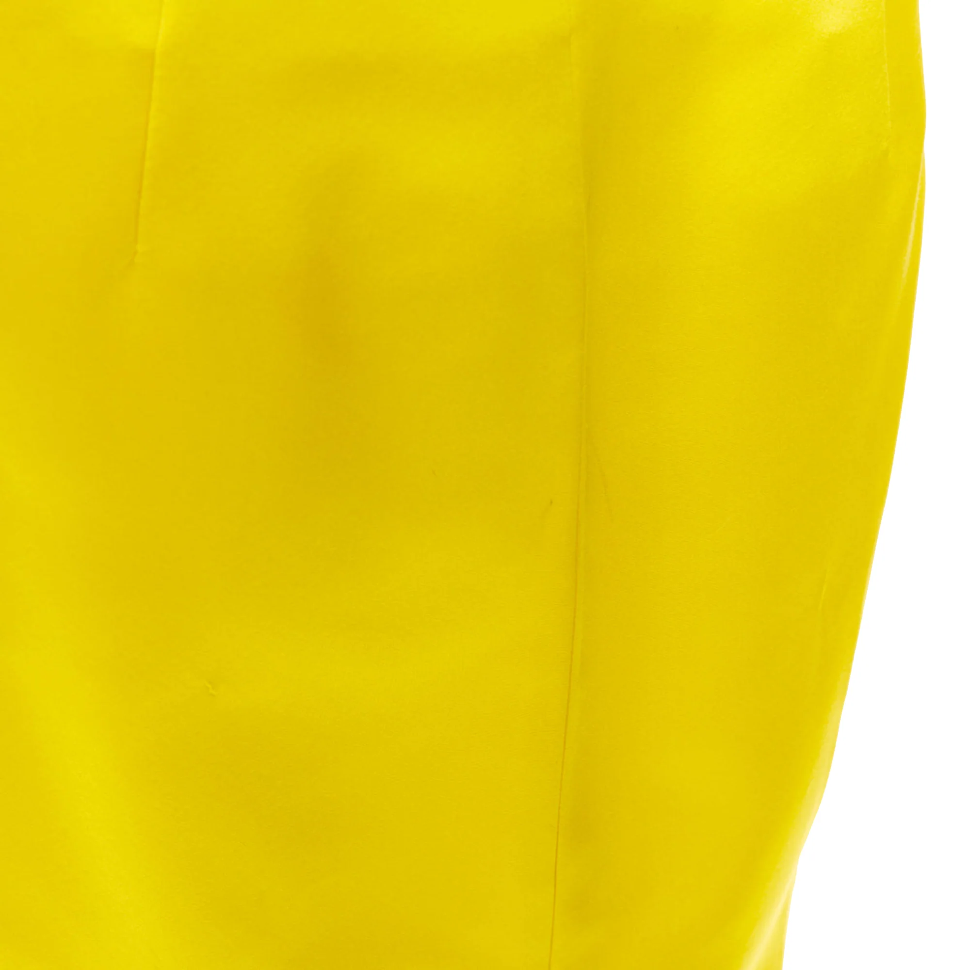 Women's PRADA 2022 Raf Simons Runway yellow satin split high waisted midi skirt IT42 M - Image 8
