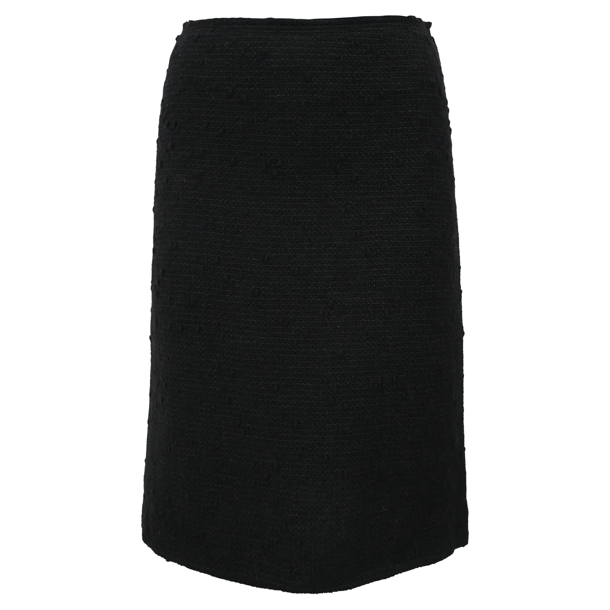 Women's Prada Midi A-Line Skirt in Black Tweed Wool