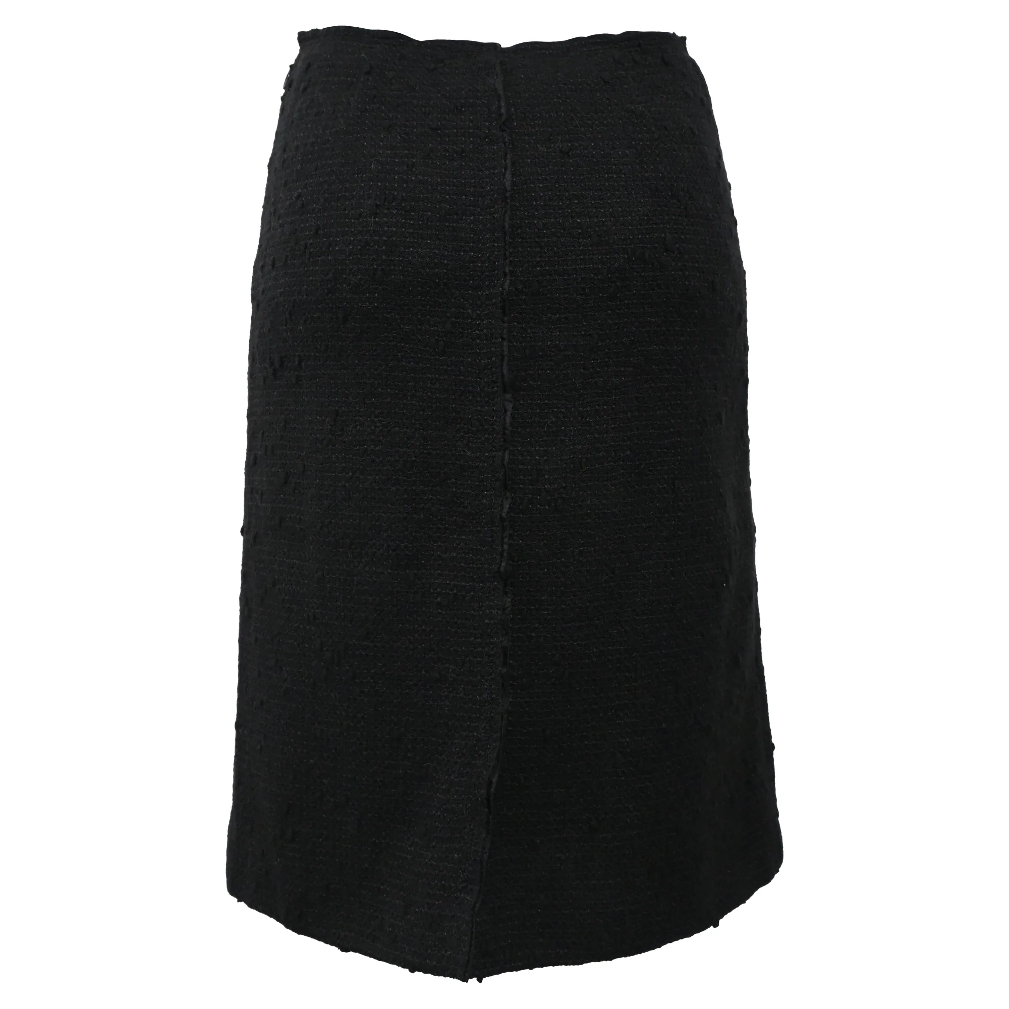 Women's Prada Midi A-Line Skirt in Black Tweed Wool - Image 3