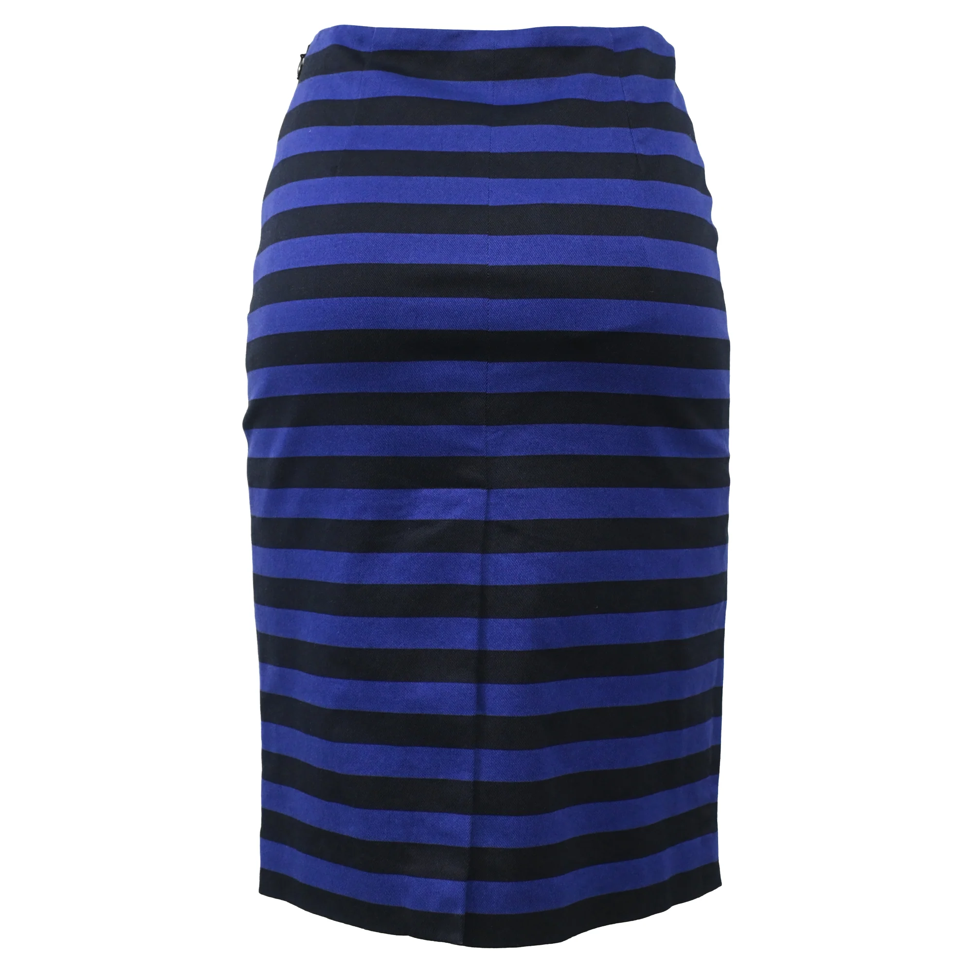 Women's Prada Striped Midi Fitted Skirt in Black and Blue Cotton - Image 3