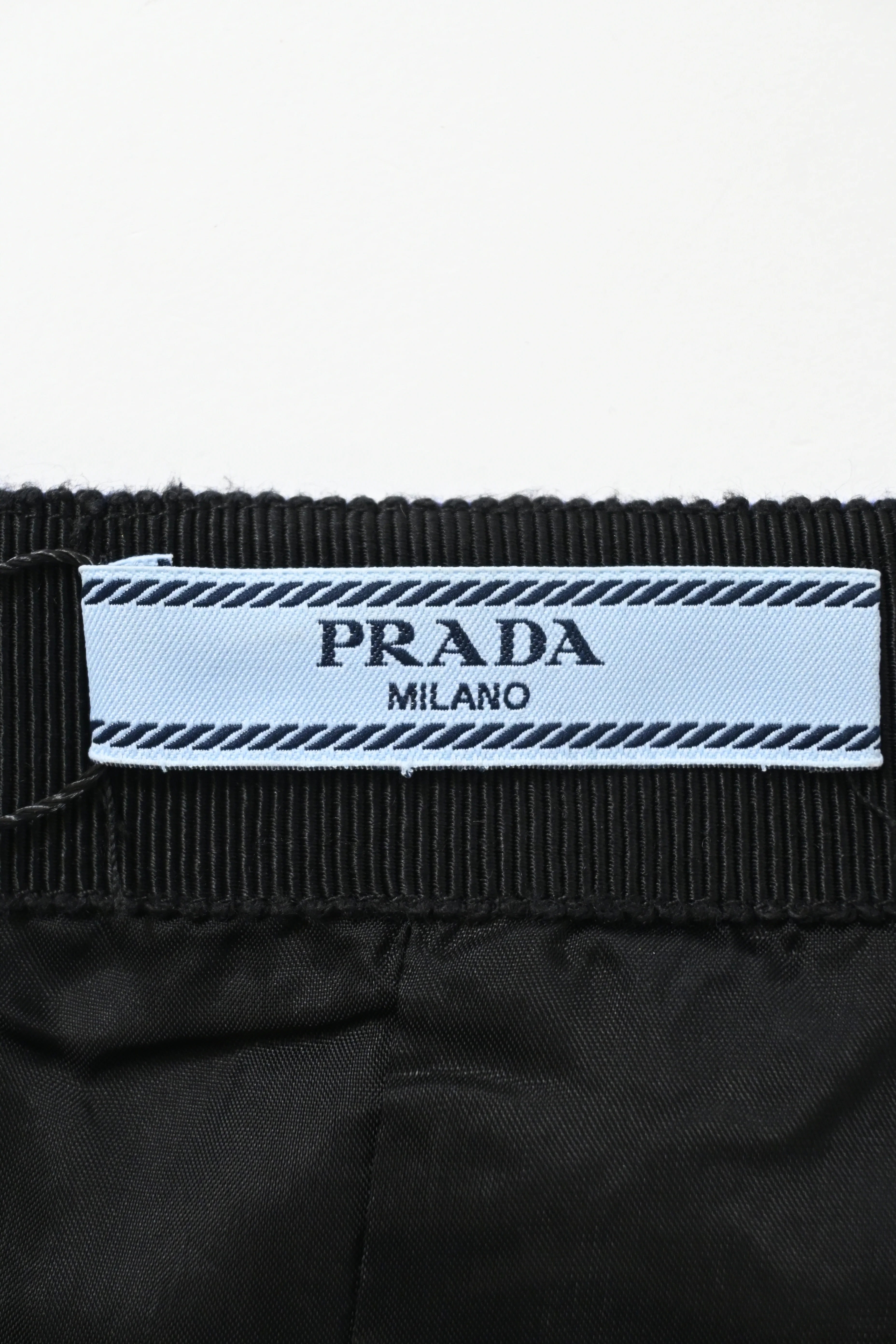 Women's Prada Striped Midi Fitted Skirt in Black and Blue Cotton - Image 8
