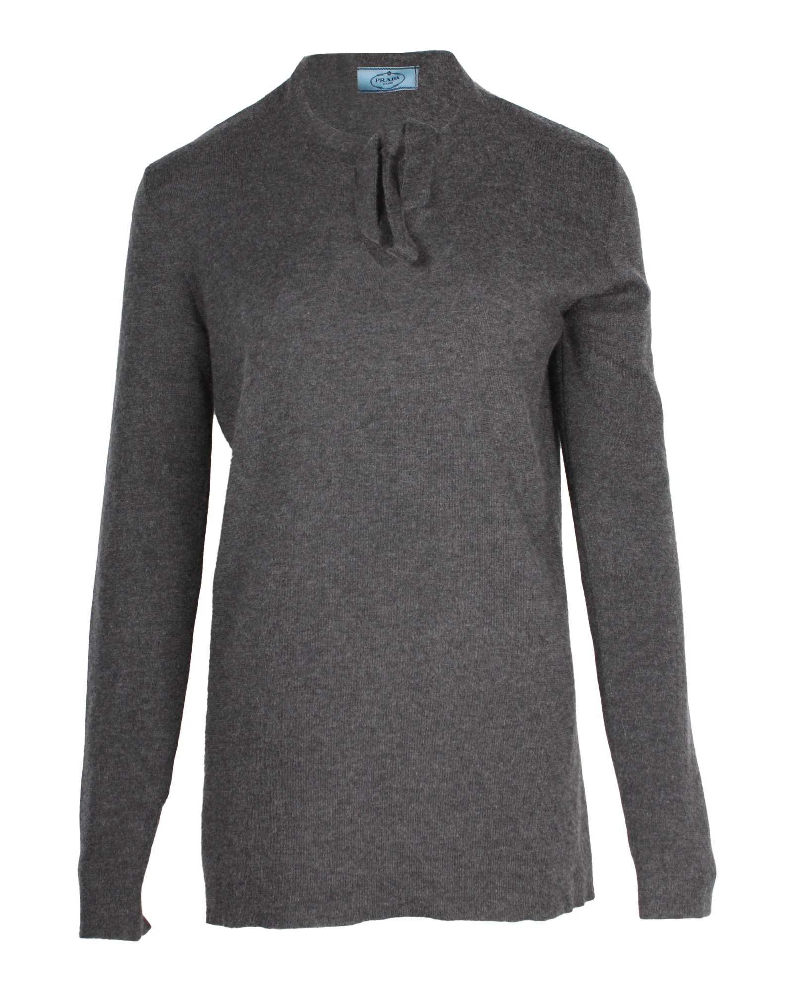 Women's Prada Tie Detail Knit Sweater in Grey Cashmere