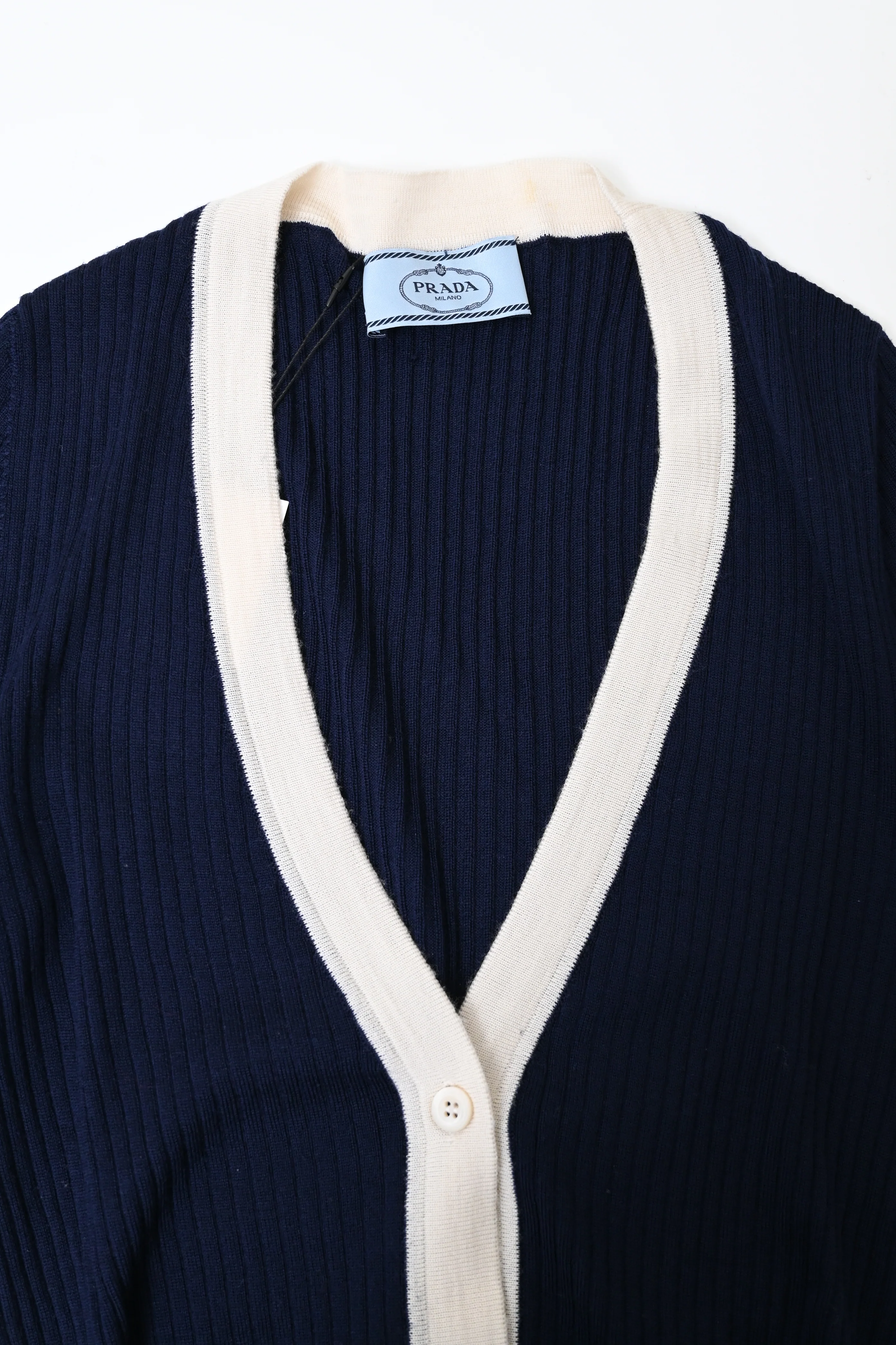 Women's Prada V-neck Cardigan in Navy Blue Cashmere - Image 10
