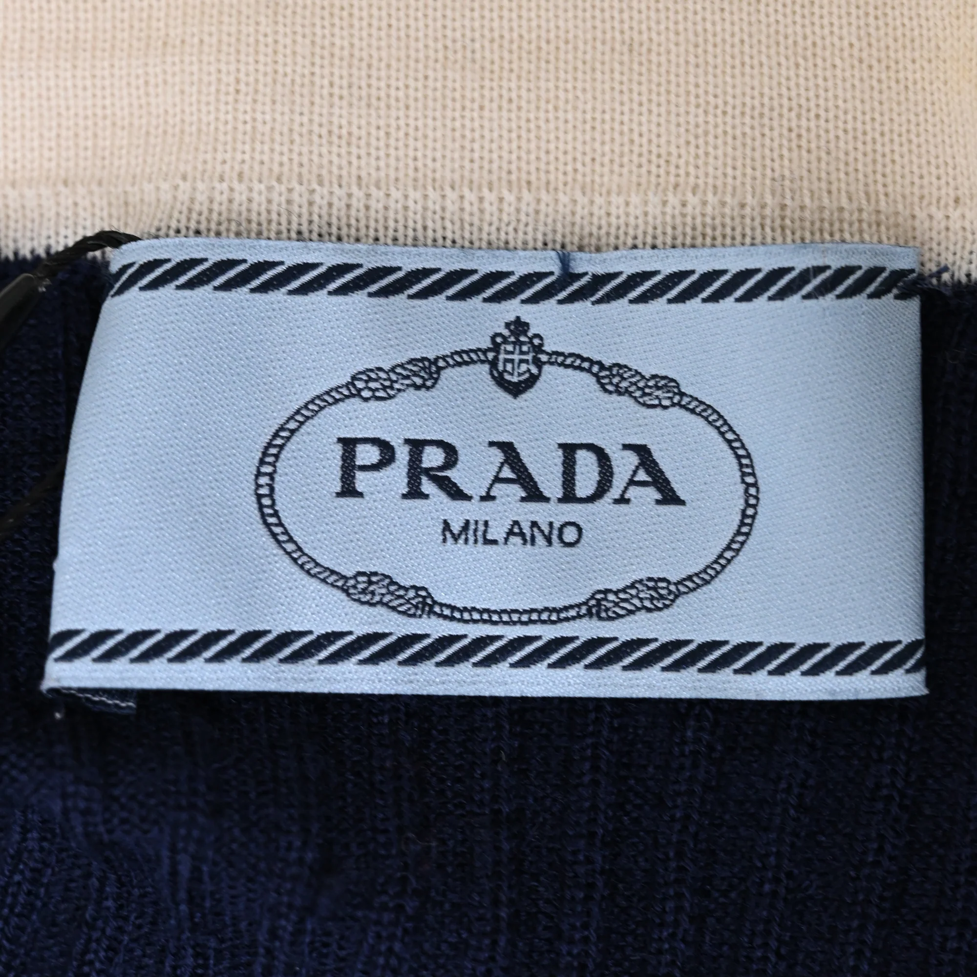 Women's Prada V-neck Cardigan in Navy Blue Cashmere - Image 4