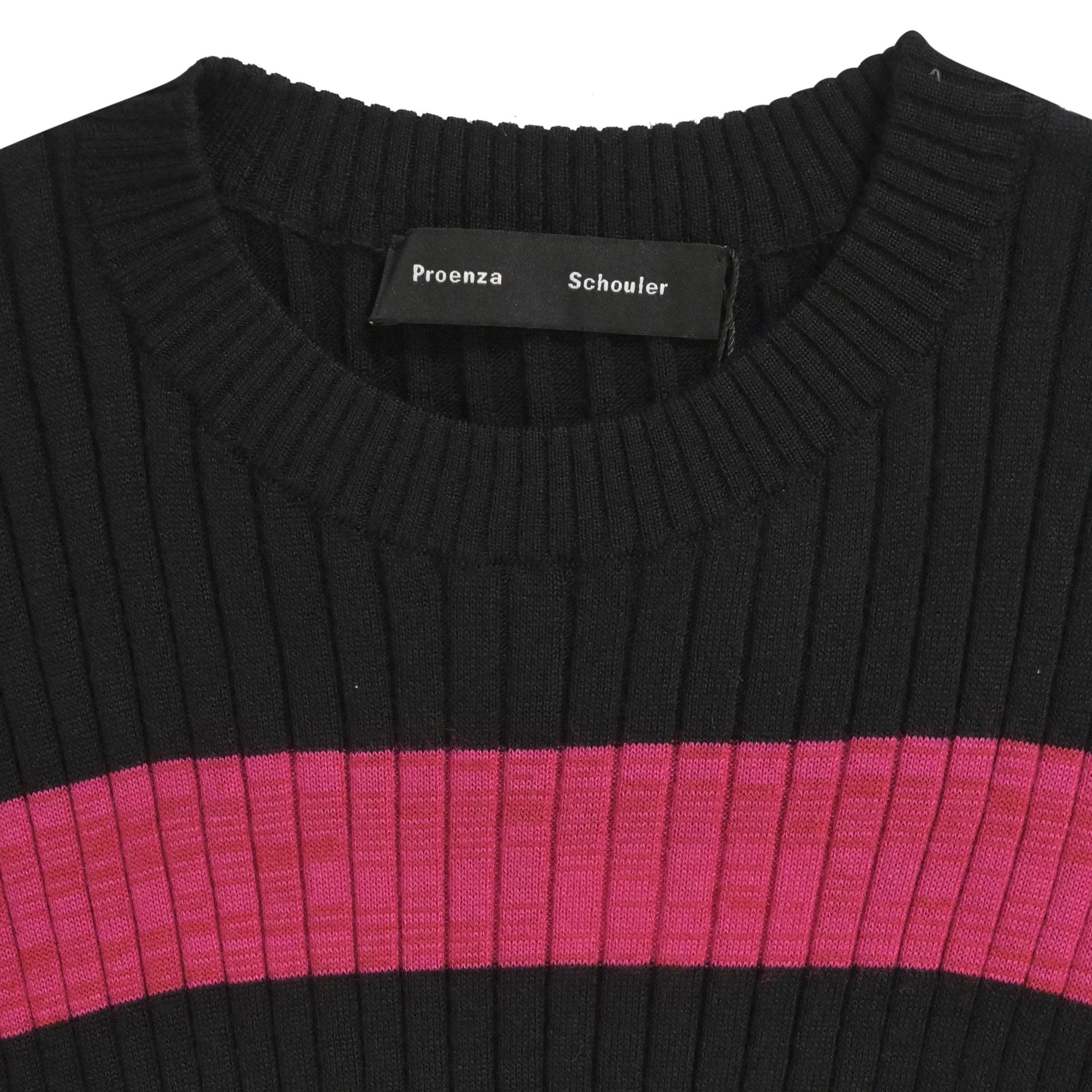 Women's Proenza Schouler Striped Rib Knit Long-Sleeve Midi Dress in Pink Wool - Image 5
