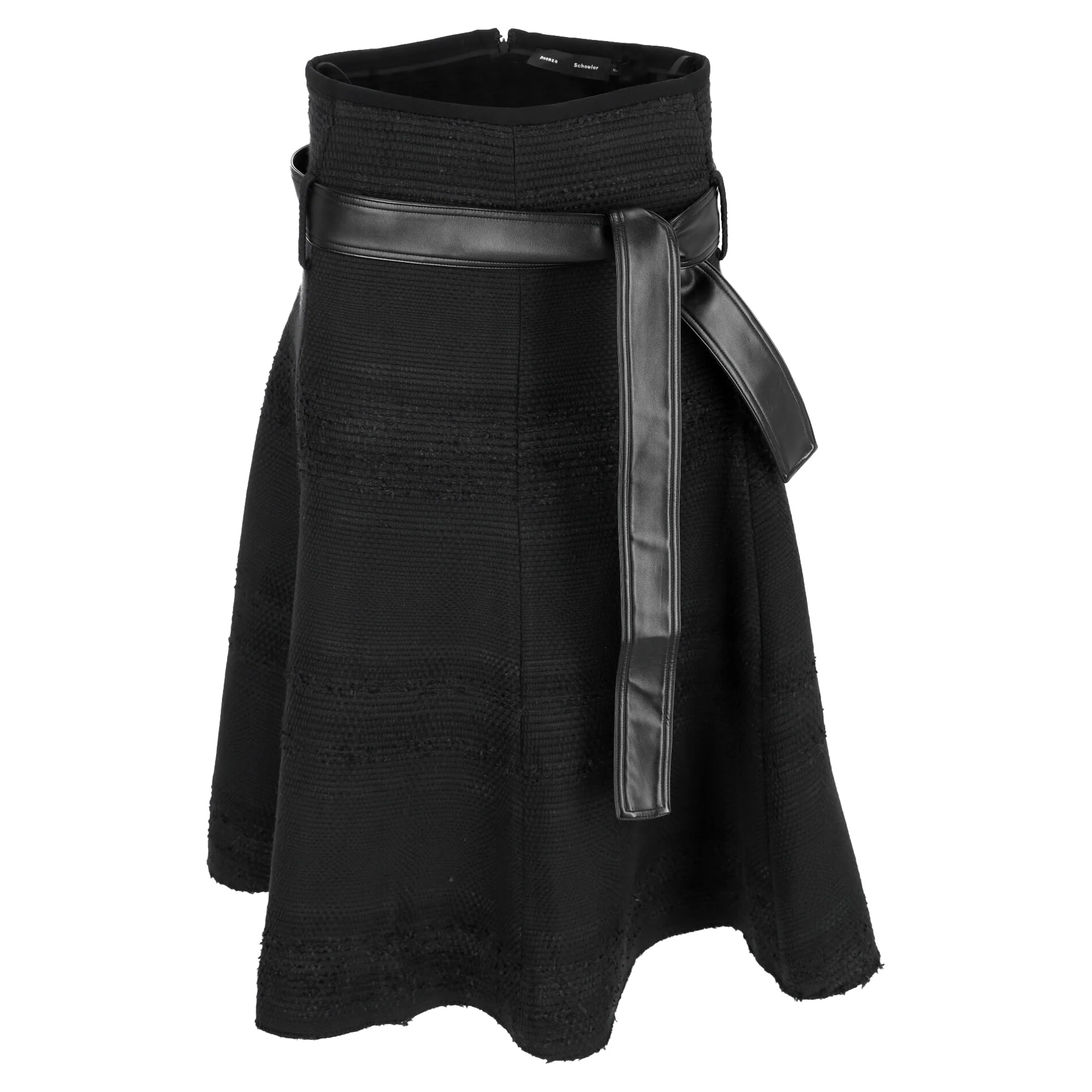 Women's Proenza Schouler Tweed A-Line Skirt in Black Cotton