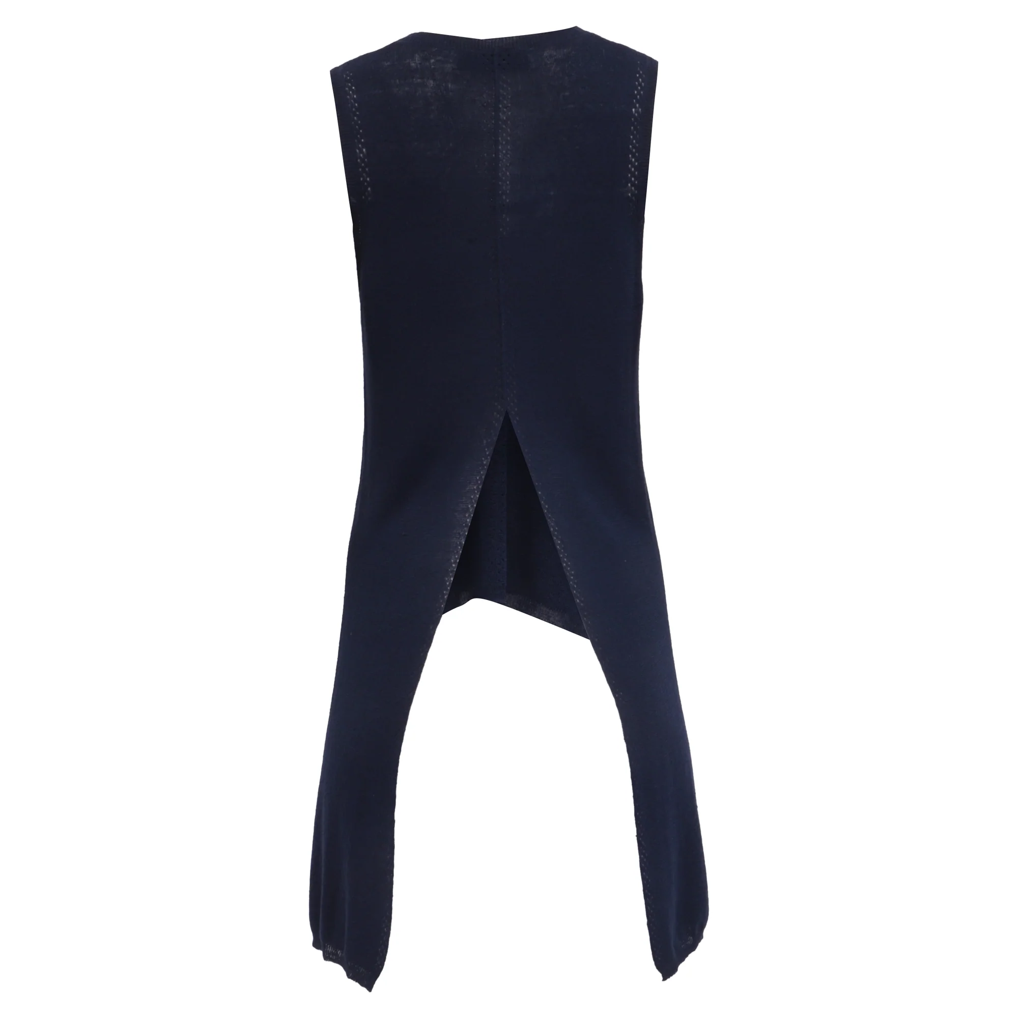 Women's Proenza Schouler White Label Heyde Back Slit Sweater in Navy Blue Linen - Image 4
