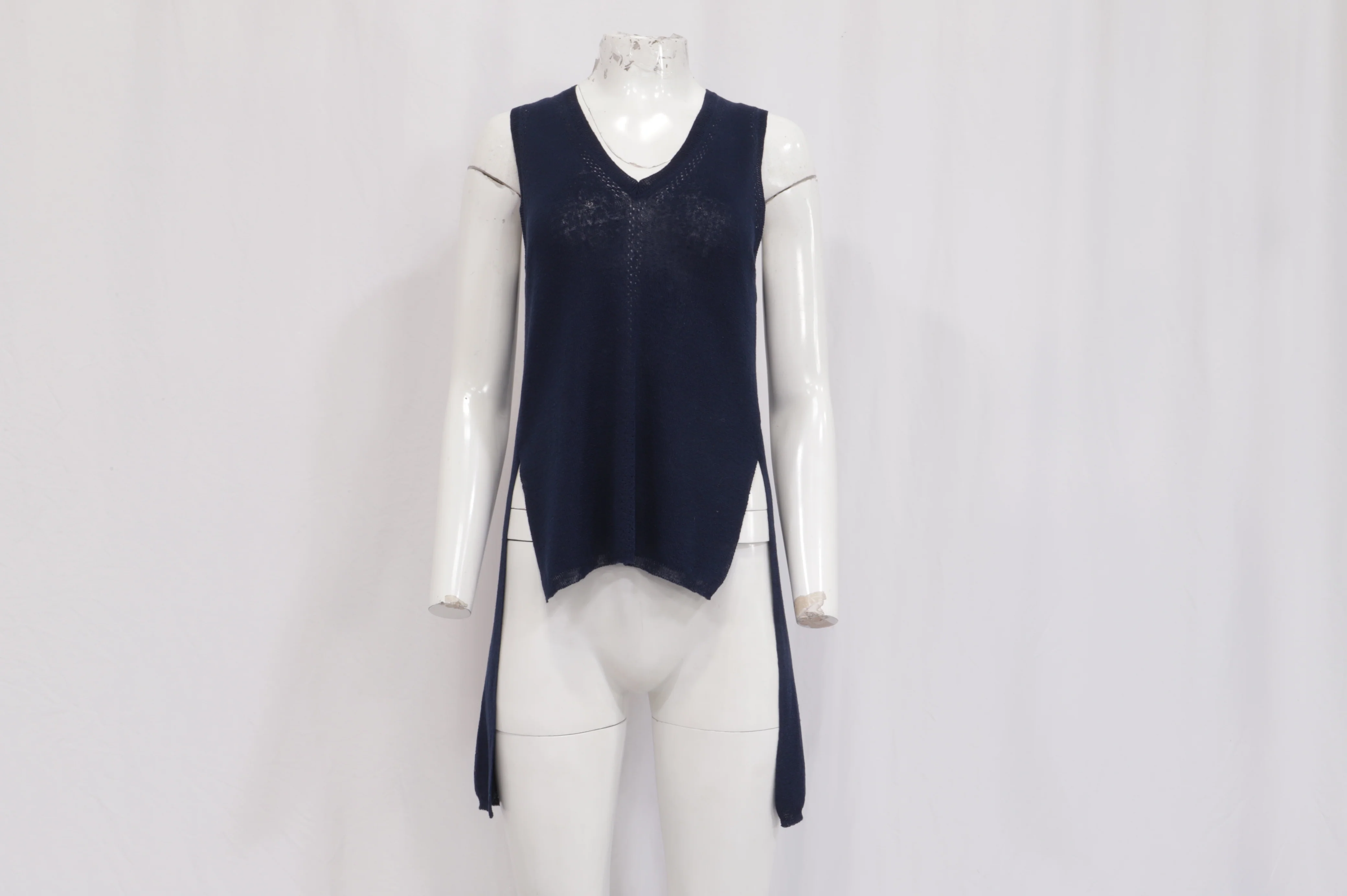 Women's Proenza Schouler White Label Heyde Back Slit Sweater in Navy Blue Linen - Image 7