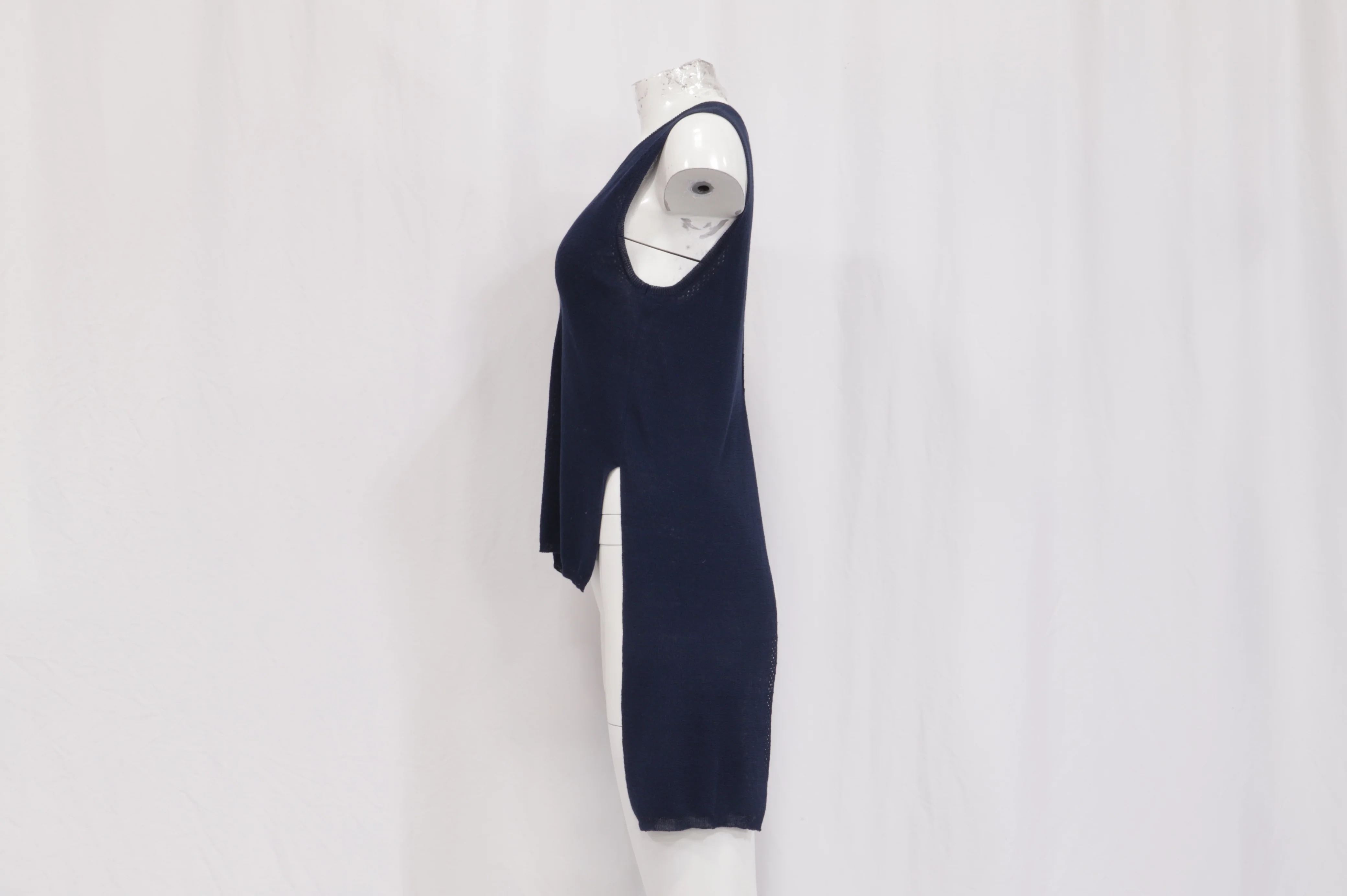 Women's Proenza Schouler White Label Heyde Back Slit Sweater in Navy Blue Linen - Image 9