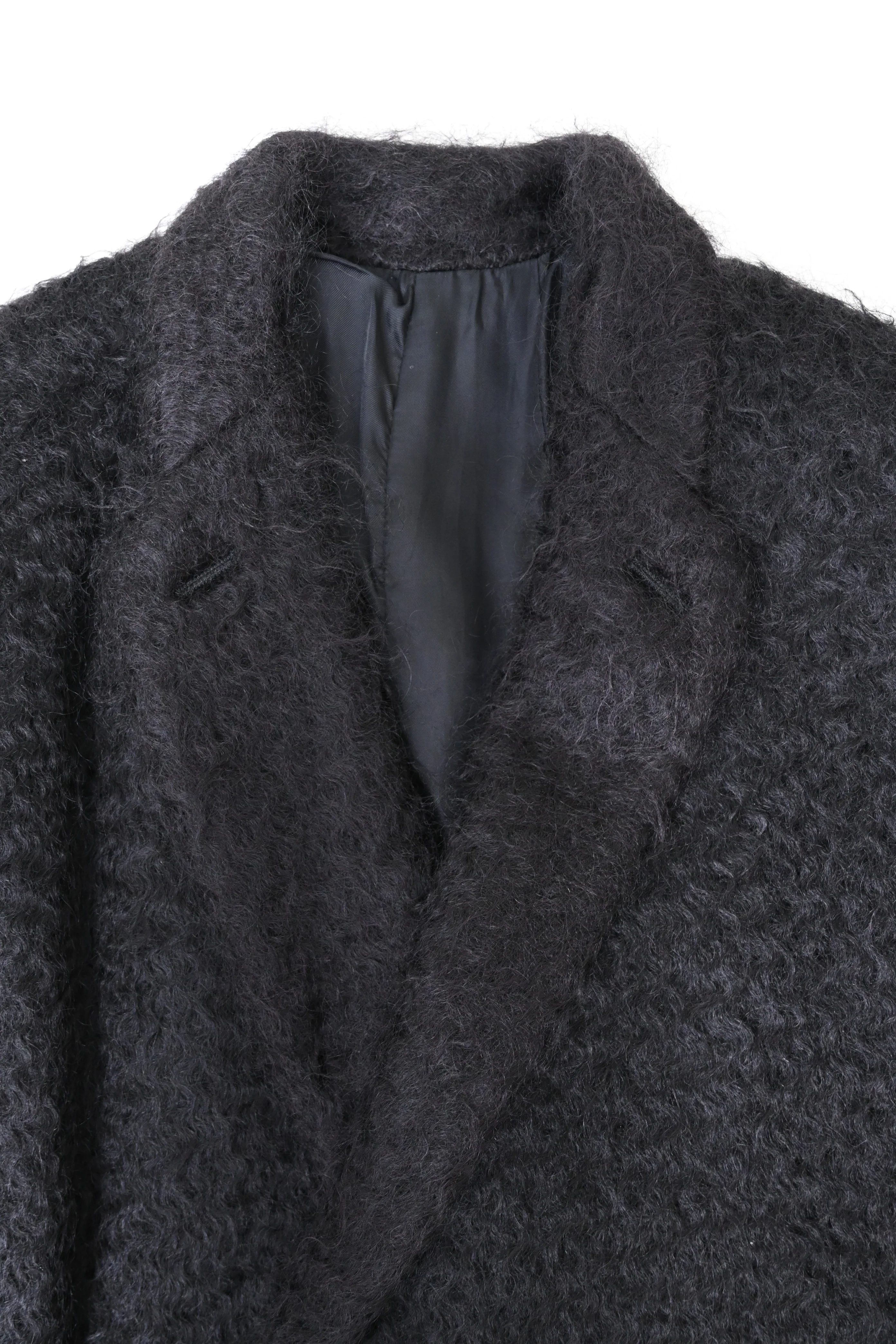 Men's Rick Owens Belted Sheared Wrap Coat in Black Wool - Image 10