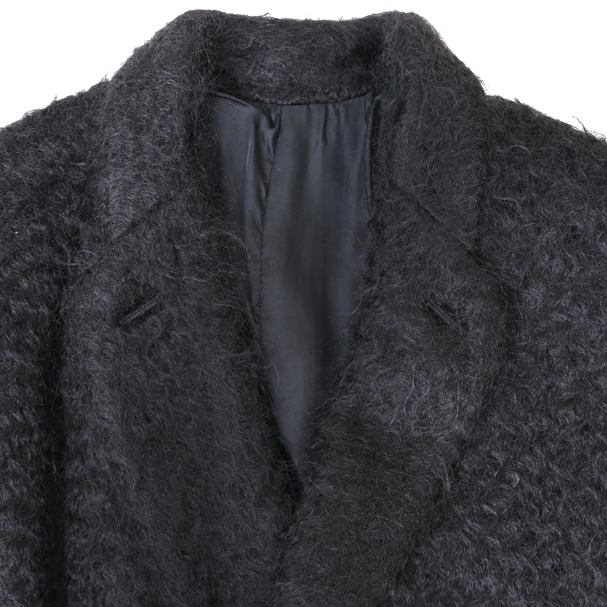 Men's Rick Owens Belted Sheared Wrap Coat in Black Wool - Image 5