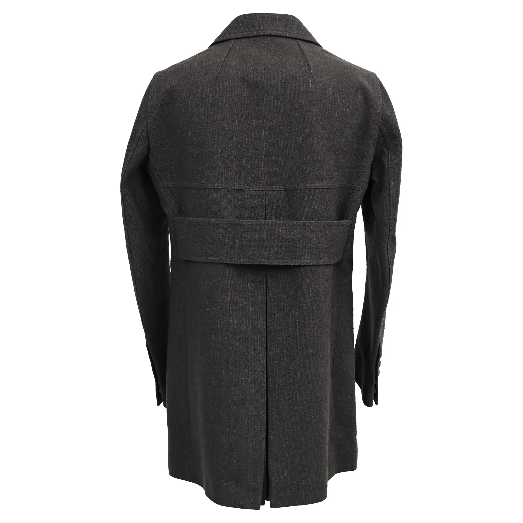 Men's Rick Owens Double-Breasted Peacoat in Dark Grey Wool - Image 5