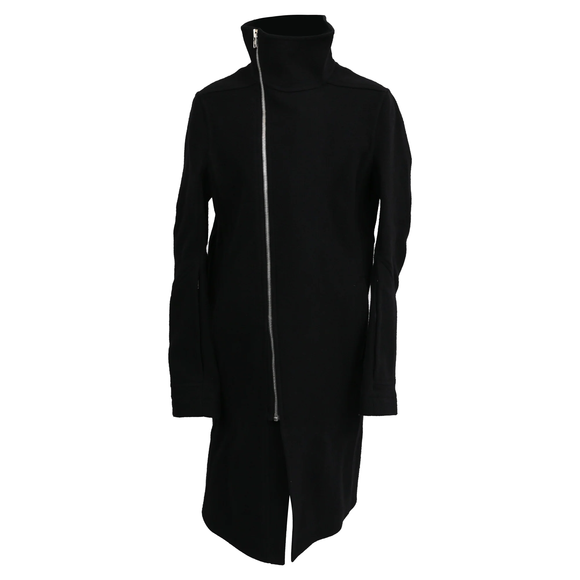 Men's Rick Owens Zip-Up Tubeway Coat in Black Wool