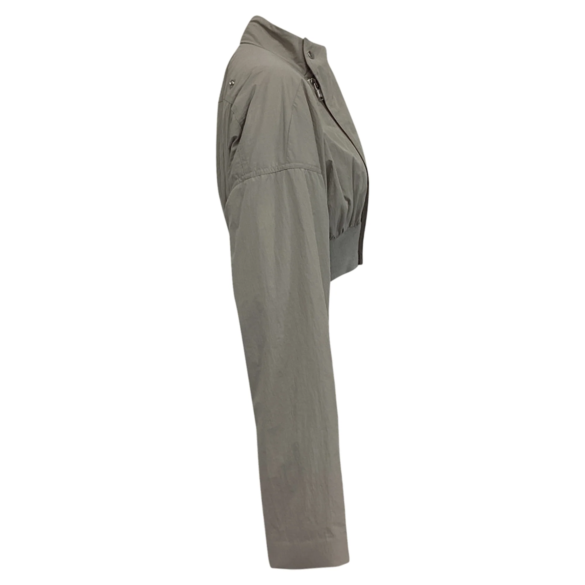 Women's Rick Owens Hollywood Cropped Flight Jacket in Grey Polyamide - Image 3