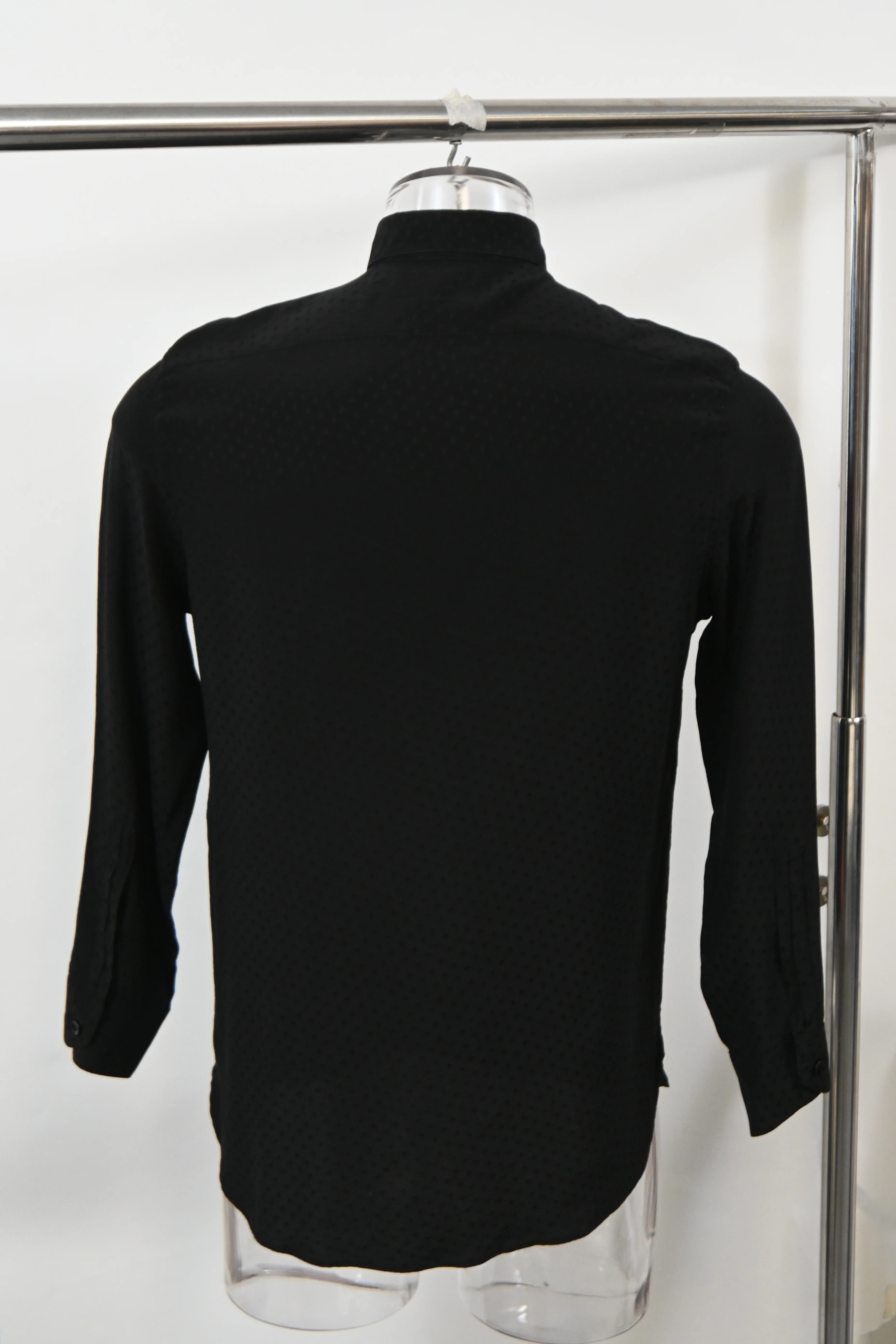 Men's Saint Laurent Textured Shirt in Black Cotton - Image 8