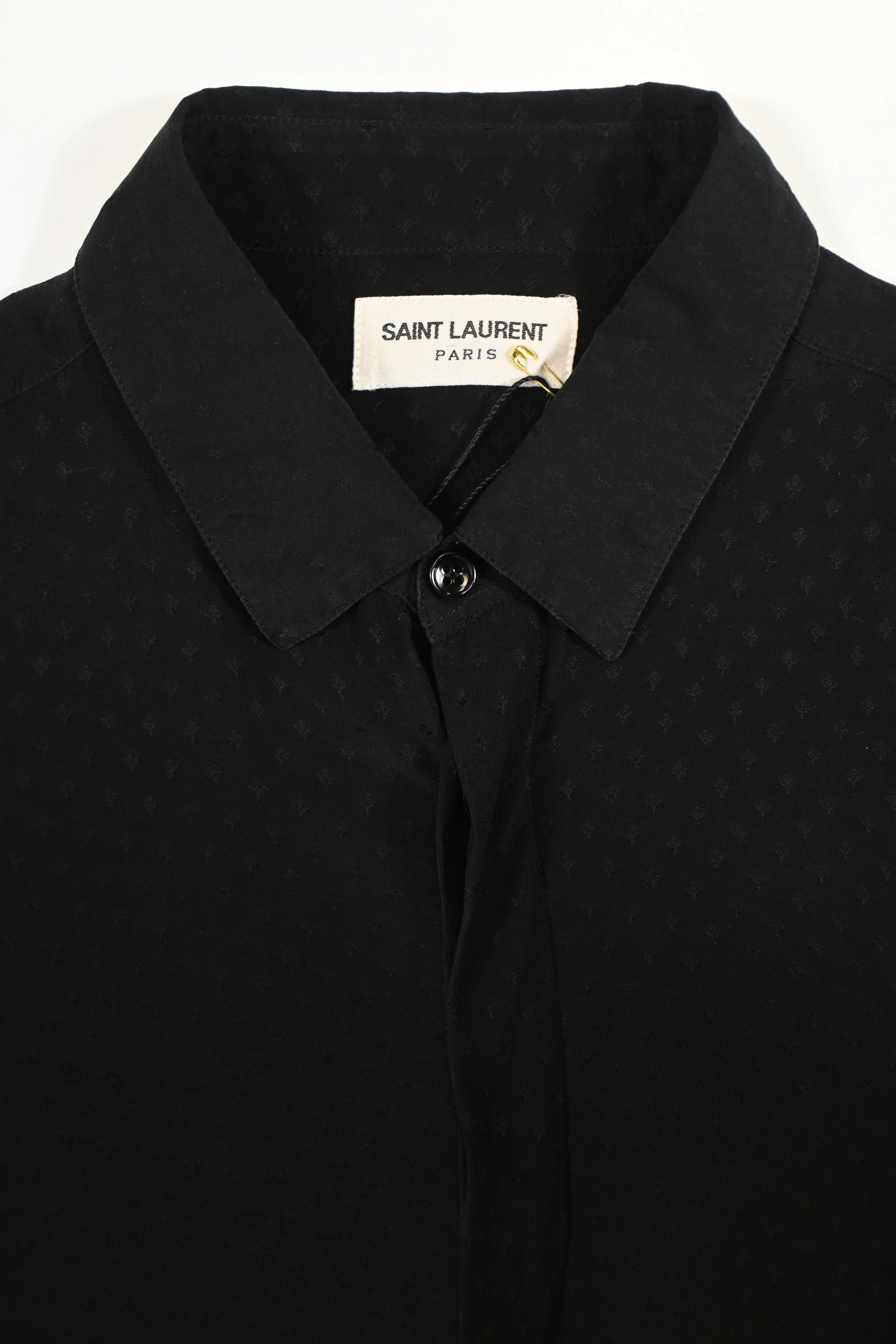 Men's Saint Laurent Textured Shirt in Black Cotton - Image 9