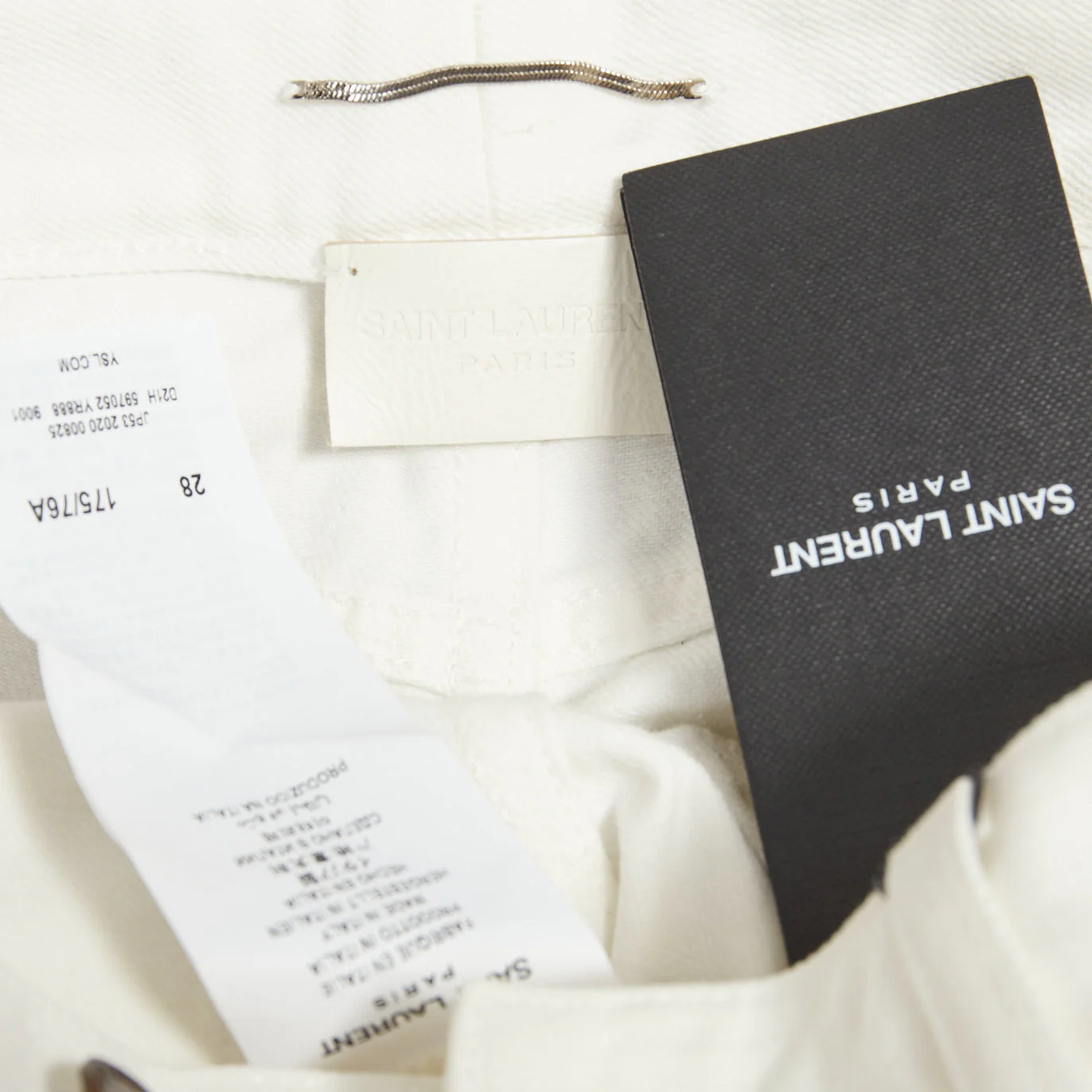 Women's SAINT LAURENT 2020 D18 M SL LW off white cotton straight leg denim jeans 28" - Image 8