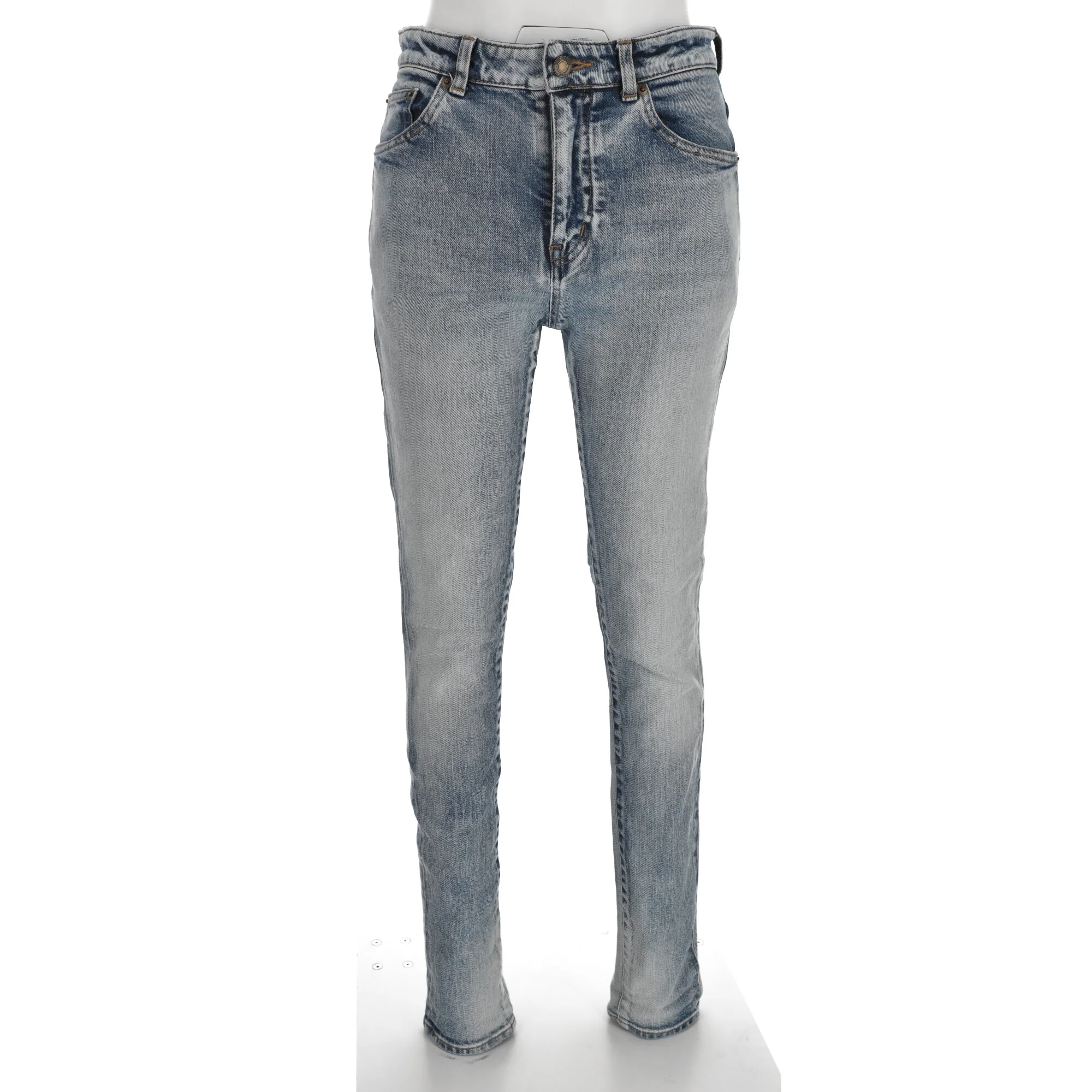 Women's Saint Laurent Slim Light Wash Jeans in Light Blue Denim - Image 5