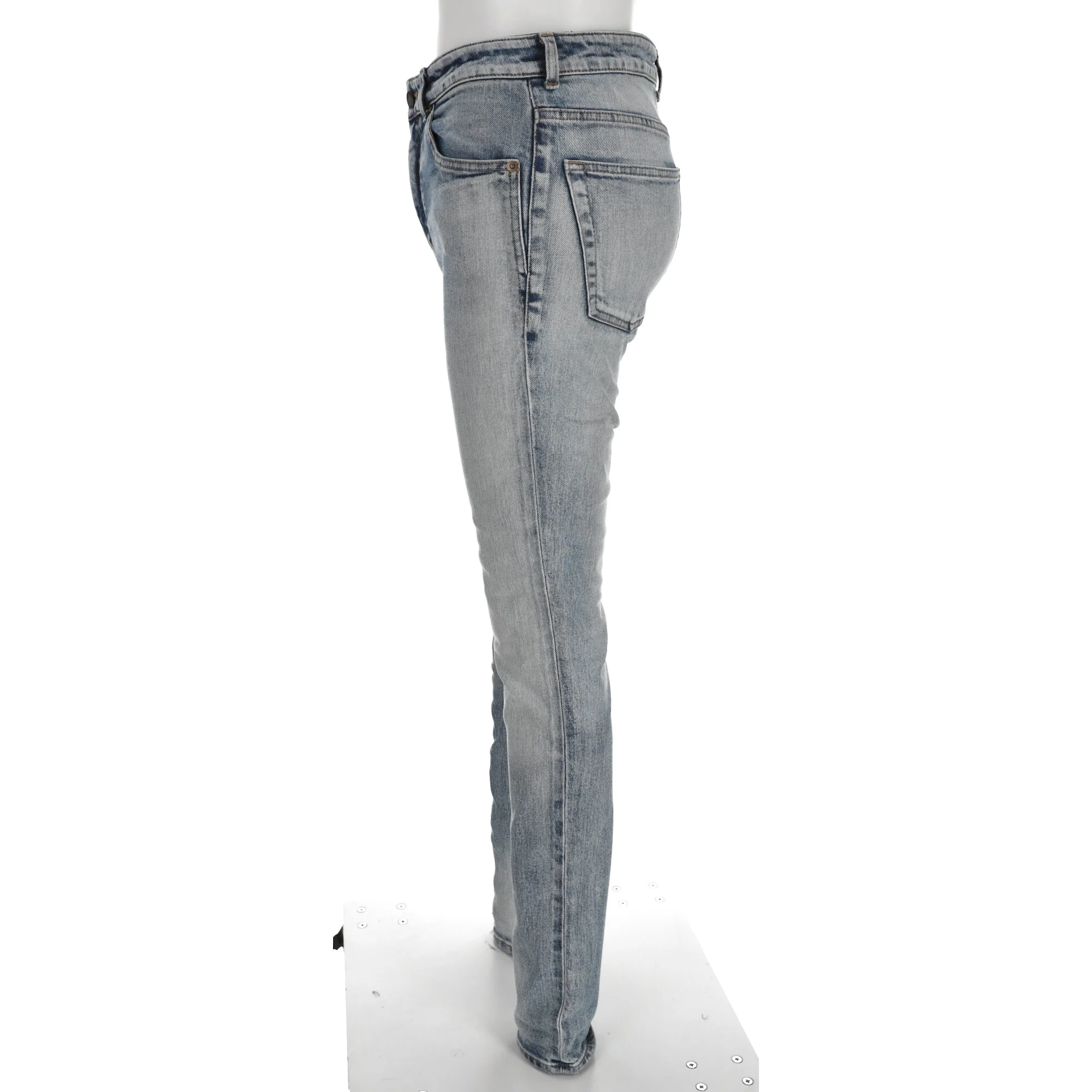 Women's Saint Laurent Slim Light Wash Jeans in Light Blue Denim - Image 7