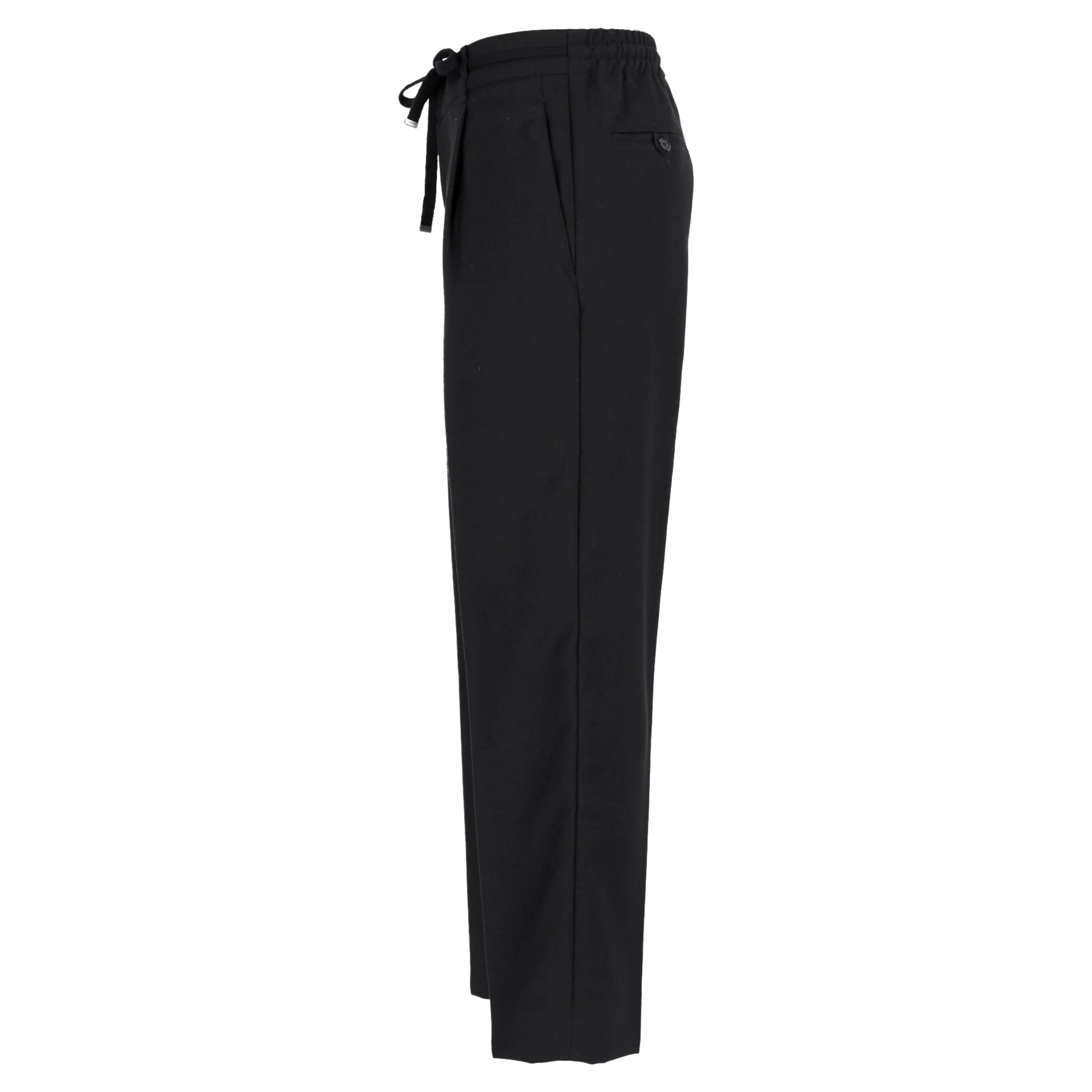 Women's Saint Laurent Tapered Drawstring Jogger Trousers in Black Wool - Image 2