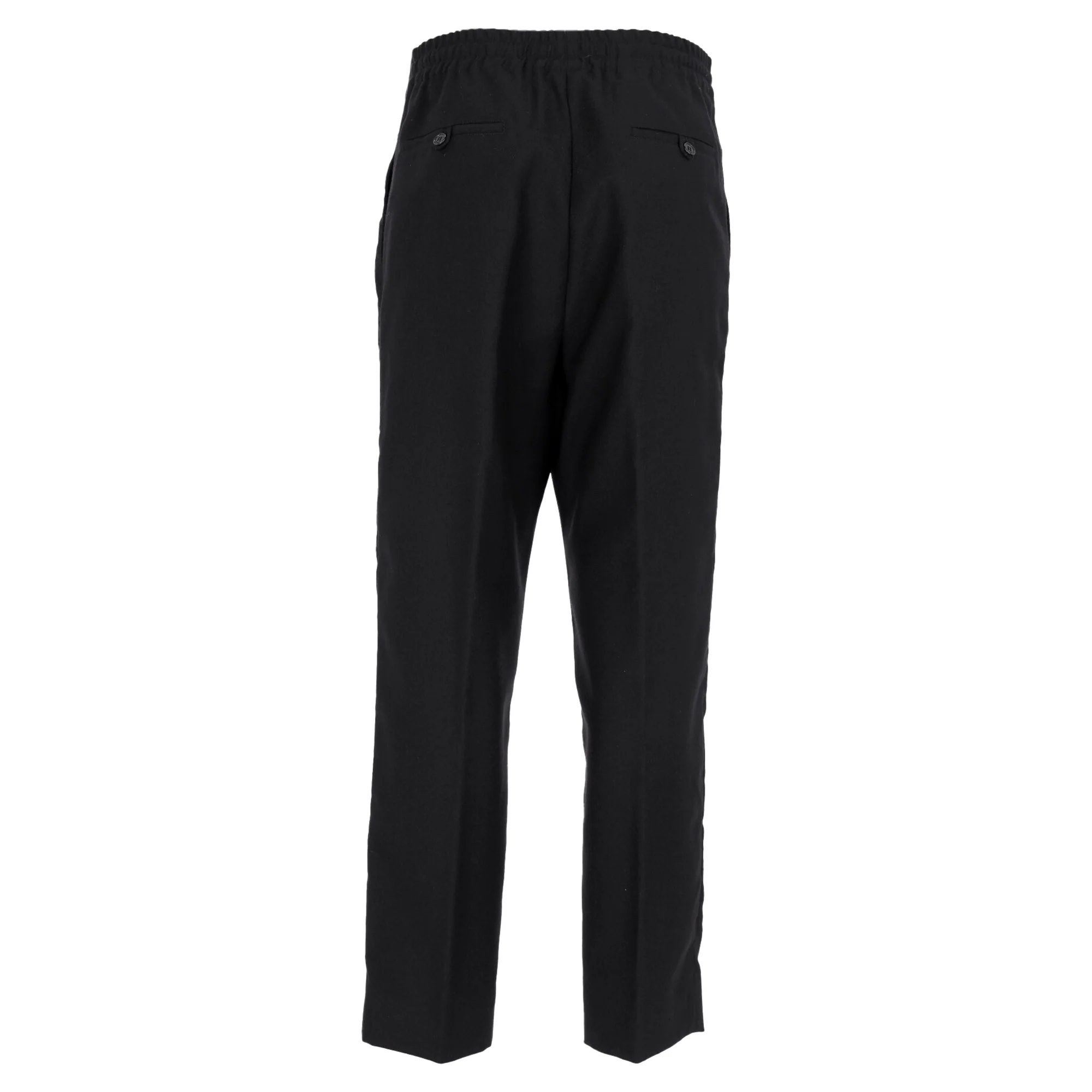 Women's Saint Laurent Tapered Drawstring Jogger Trousers in Black Wool - Image 3