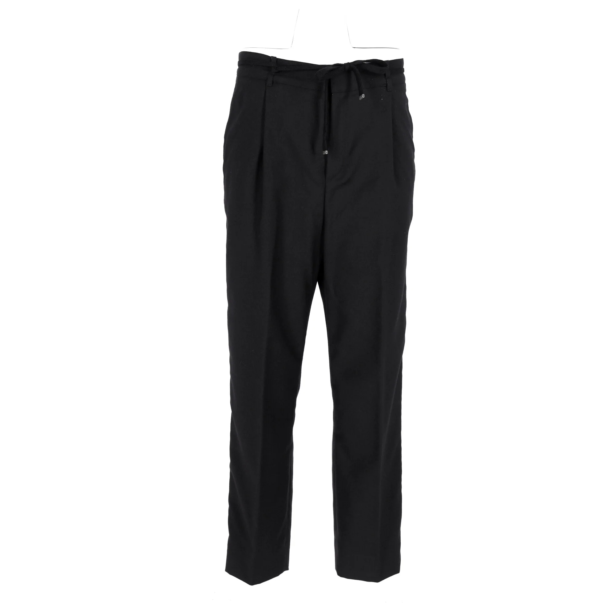 Women's Saint Laurent Tapered Drawstring Jogger Trousers in Black Wool - Image 6