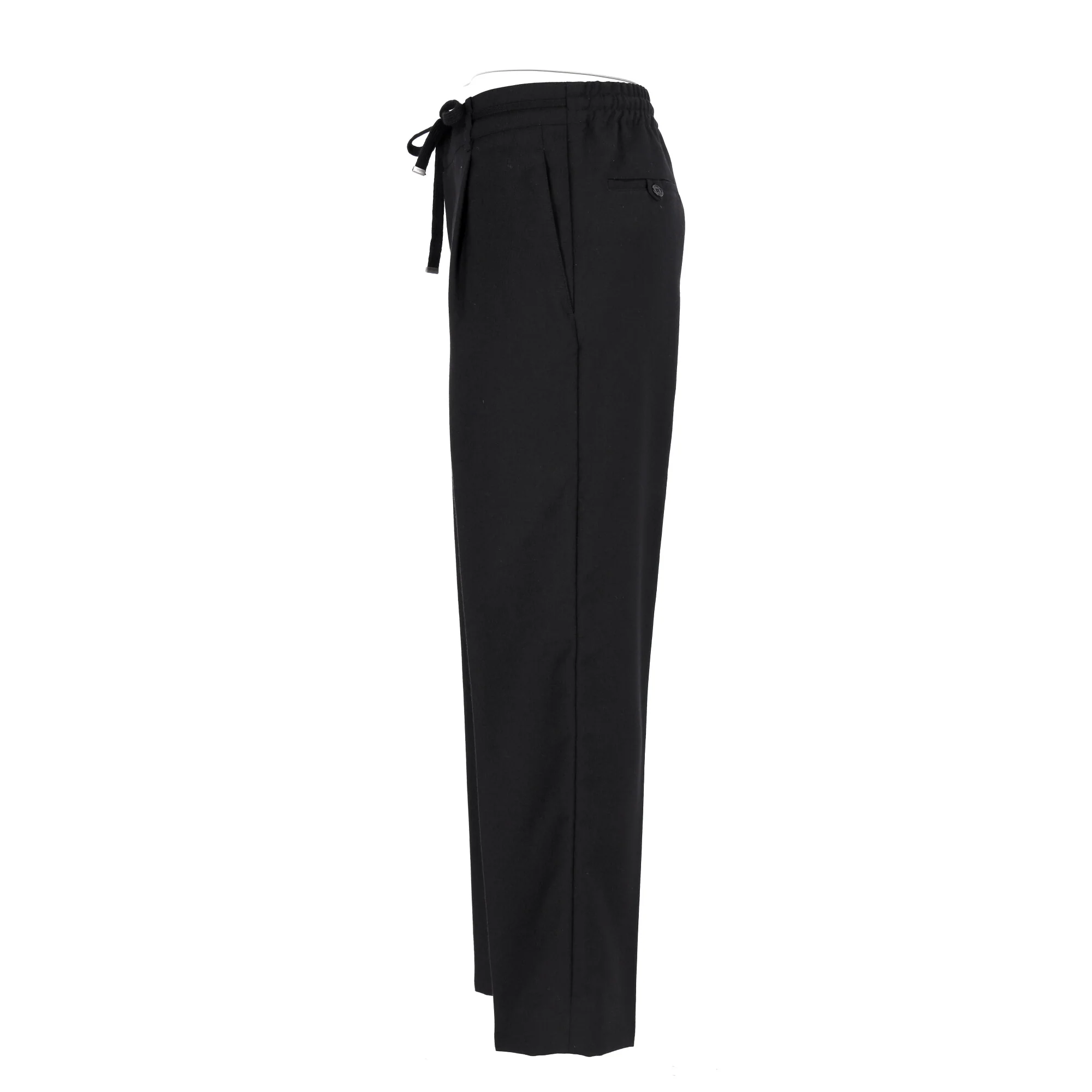 Women's Saint Laurent Tapered Drawstring Jogger Trousers in Black Wool - Image 7