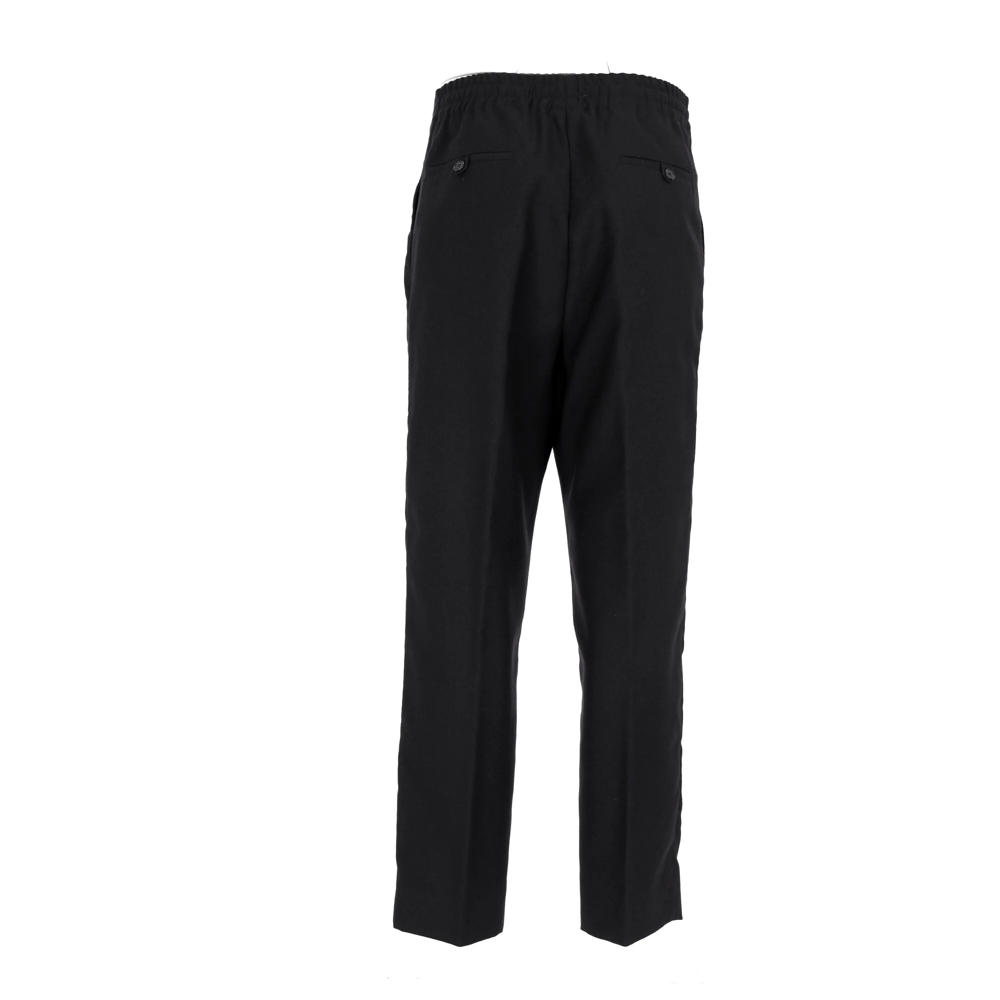 Women's Saint Laurent Tapered Drawstring Jogger Trousers in Black Wool - Image 8