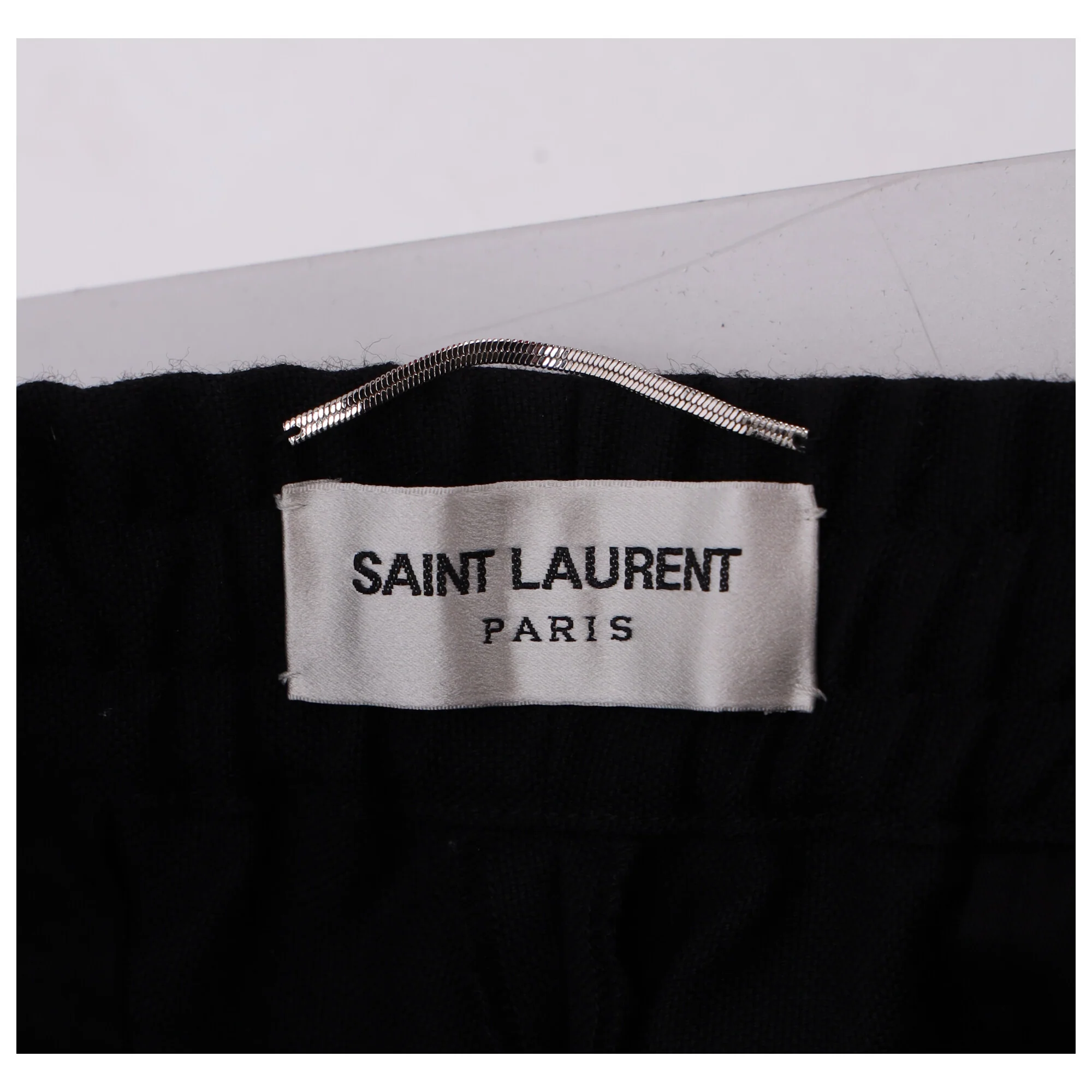 Women's Saint Laurent Tapered Drawstring Jogger Trousers in Black Wool - Image 9