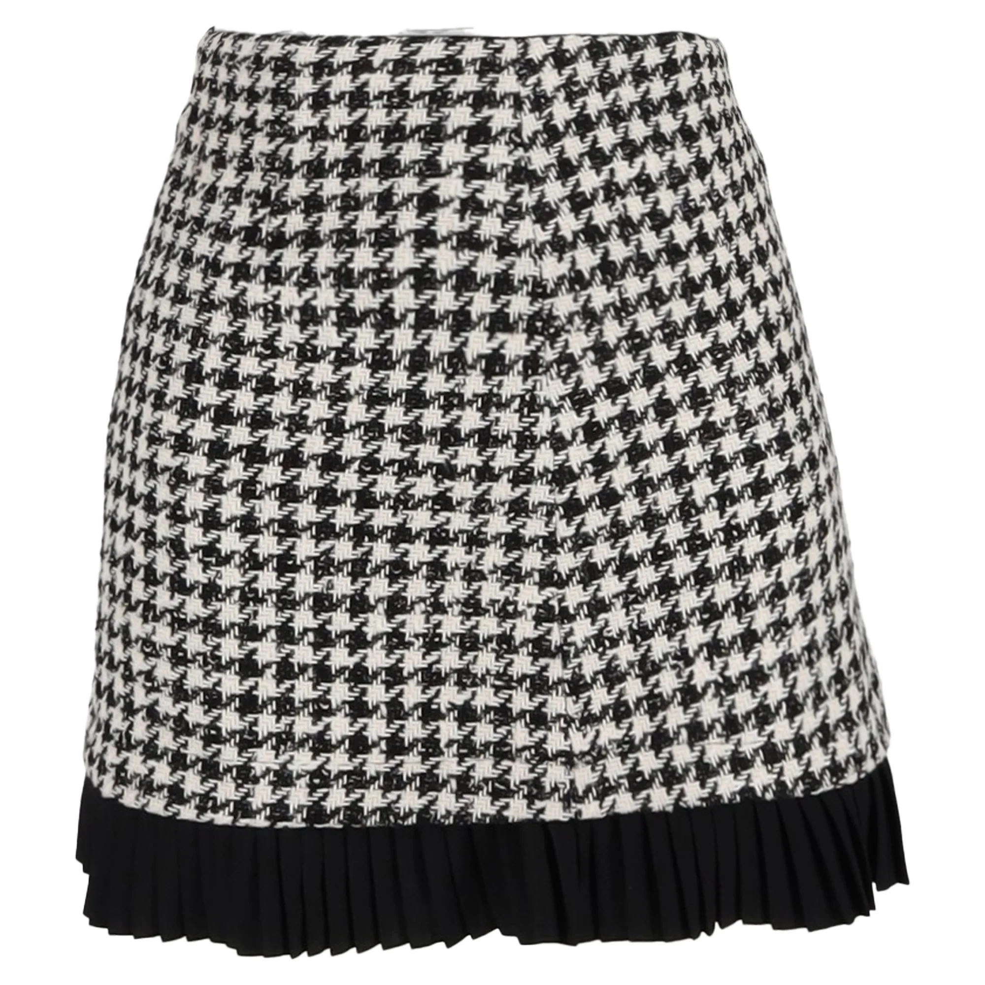 Women's Sandro Paris Houndstooth Mini Skirt in Black Wool Tweed