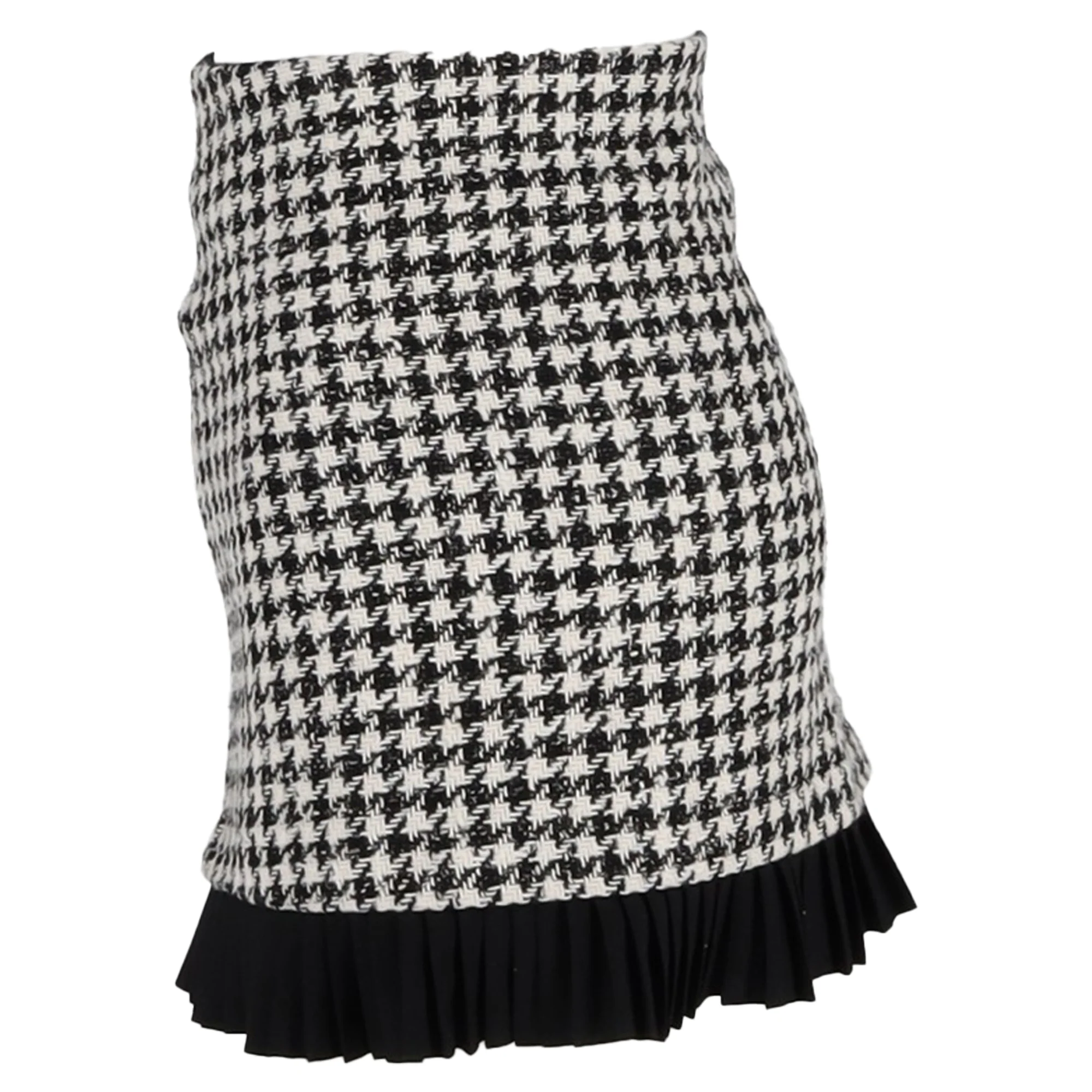 Women's Sandro Paris Houndstooth Mini Skirt in Black Wool Tweed - Image 2