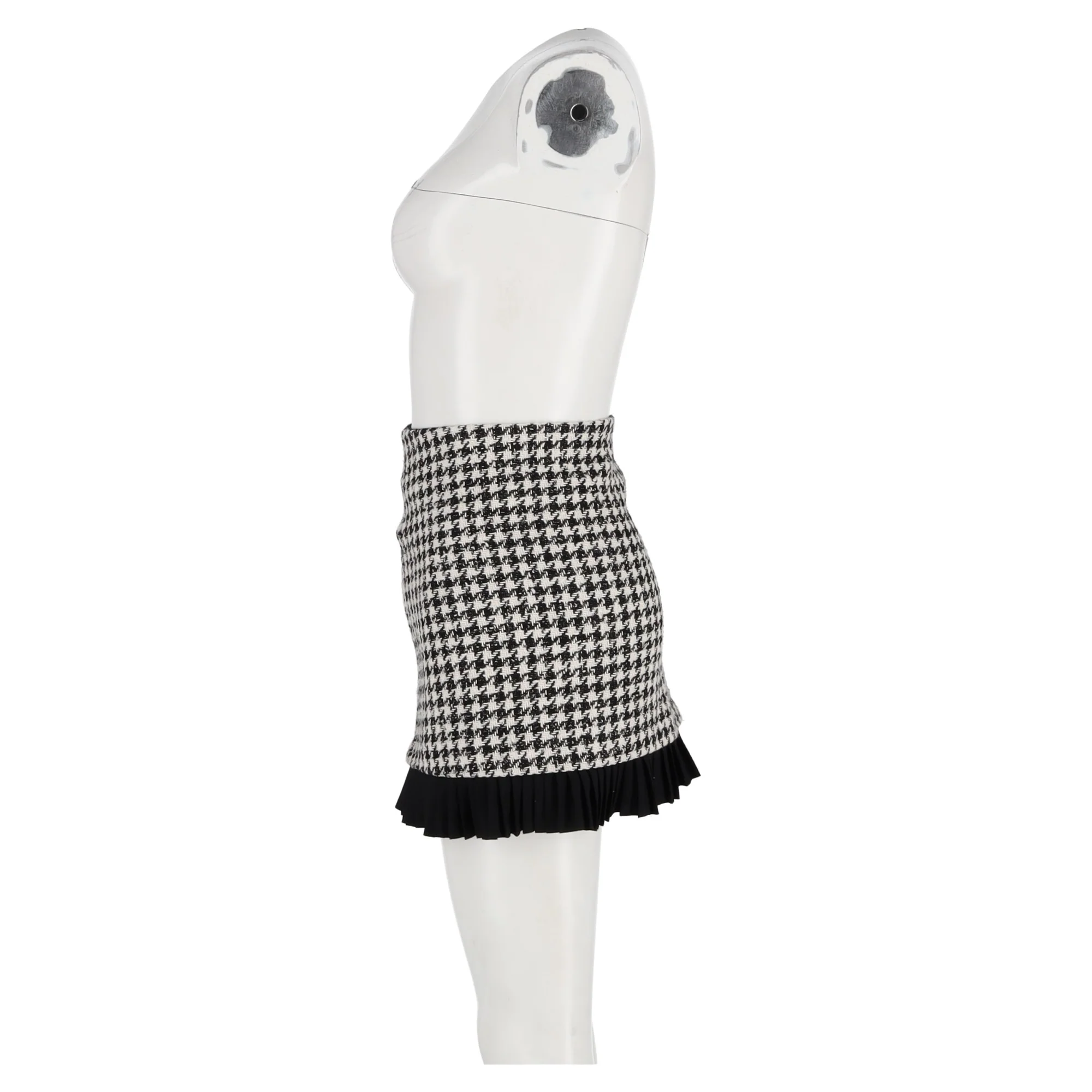 Women's Sandro Paris Houndstooth Mini Skirt in Black Wool Tweed - Image 5