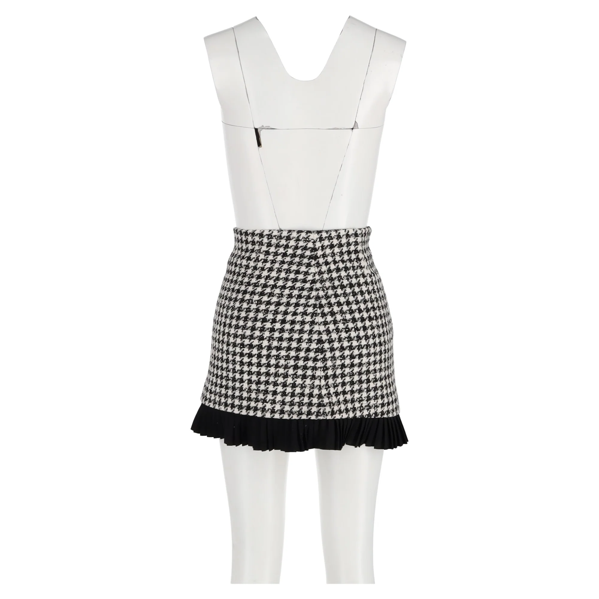 Women's Sandro Paris Houndstooth Mini Skirt in Black Wool Tweed - Image 6