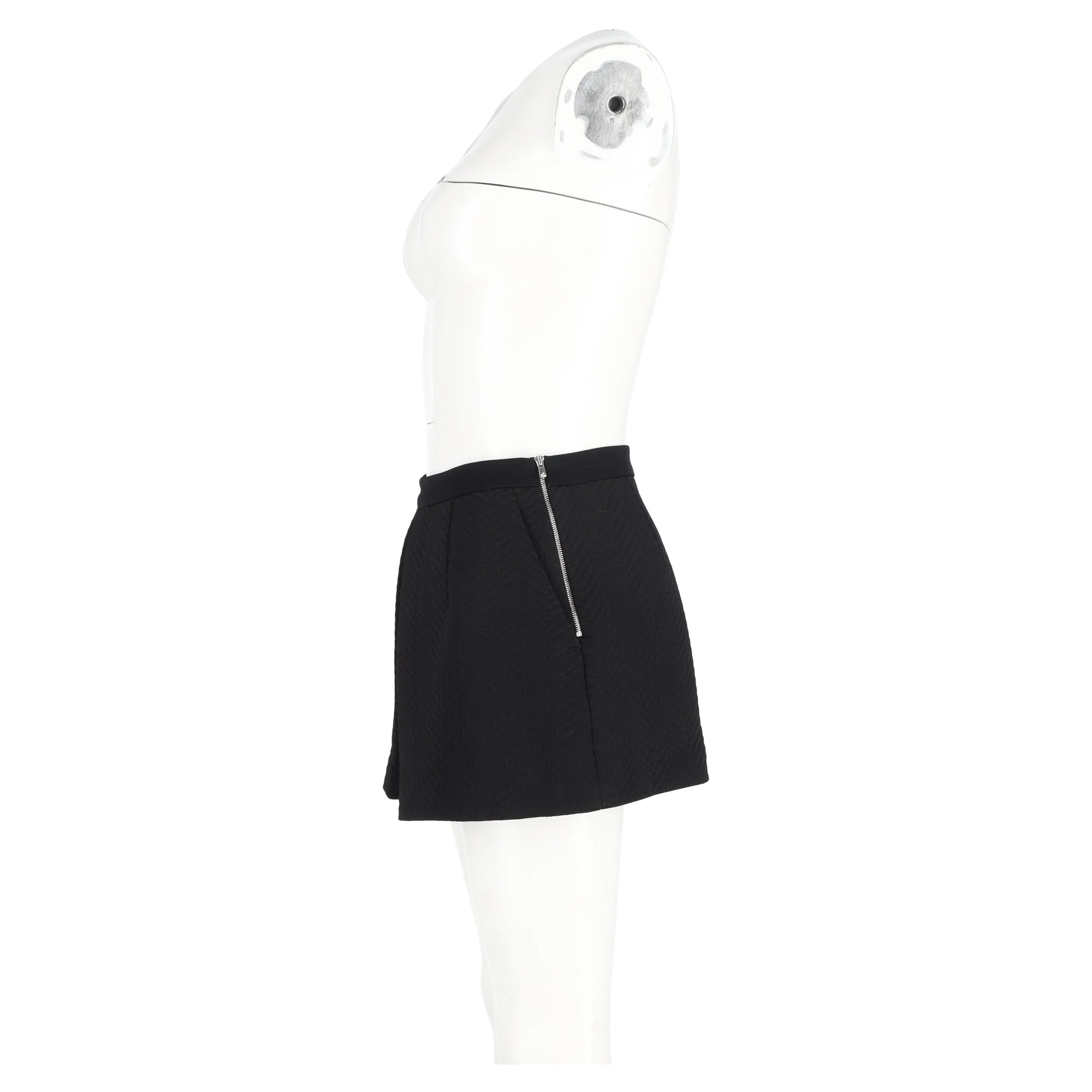 Women's Sandro Paris Patterned A-Line Skorts in Black Wool - Image 5