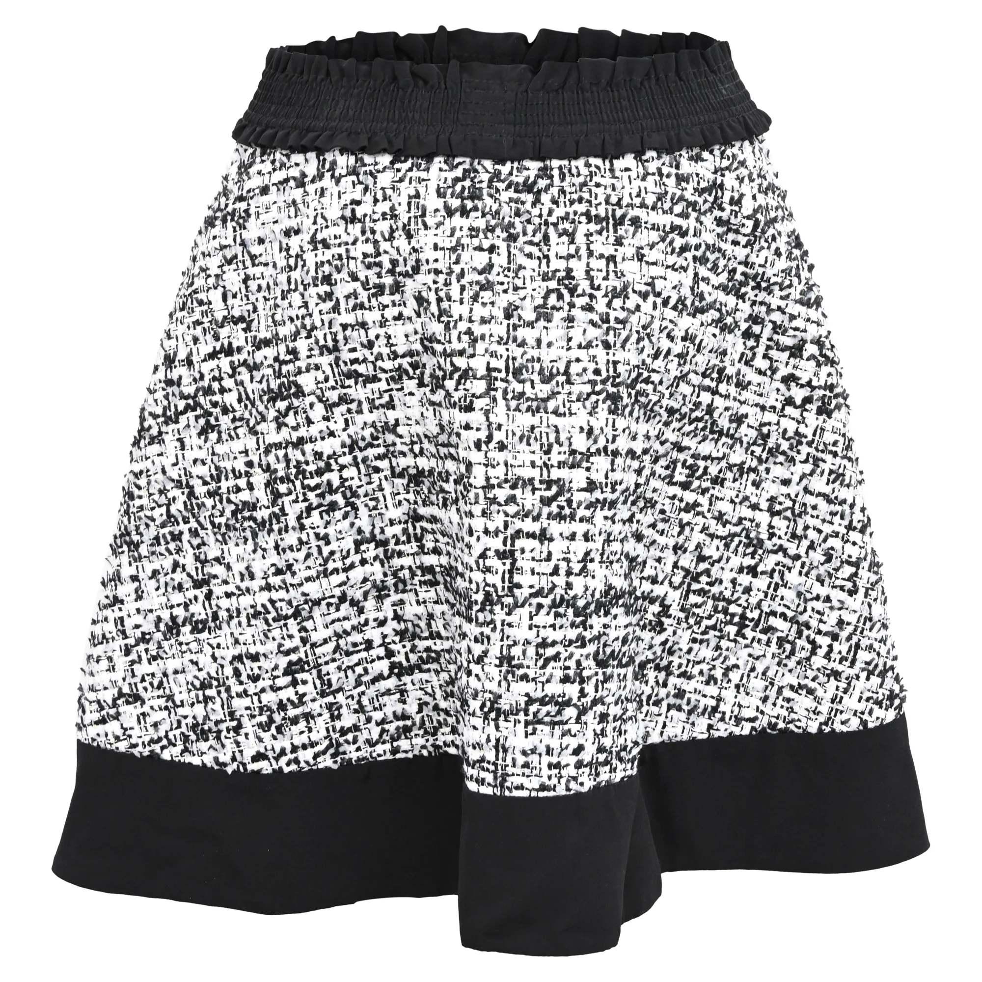 Women's  Sandro Paris Sequin-Embellished Tweed Mini Skirt in Black and White Polyester - Image 3