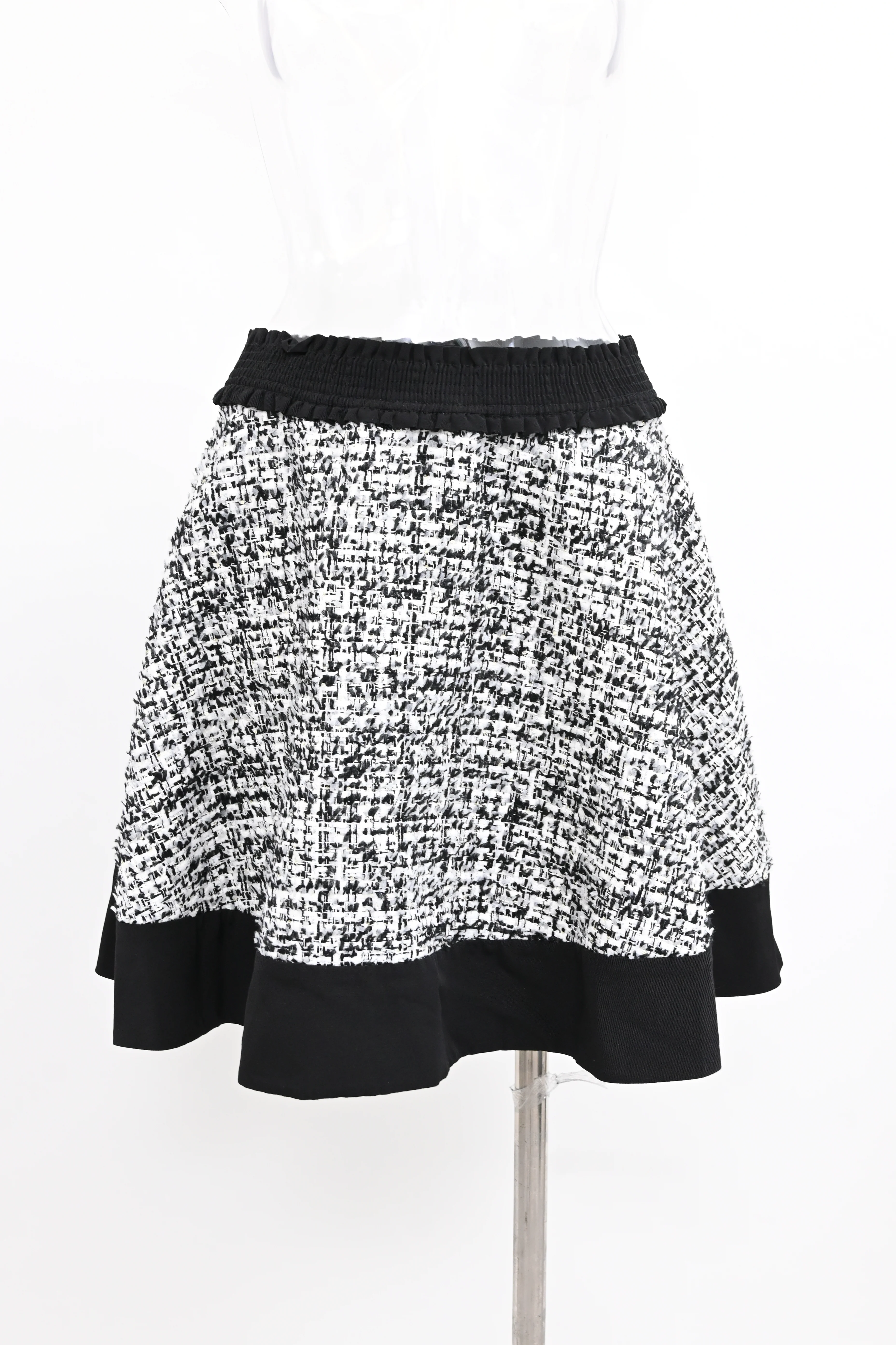 Women's  Sandro Paris Sequin-Embellished Tweed Mini Skirt in Black and White Polyester - Image 5