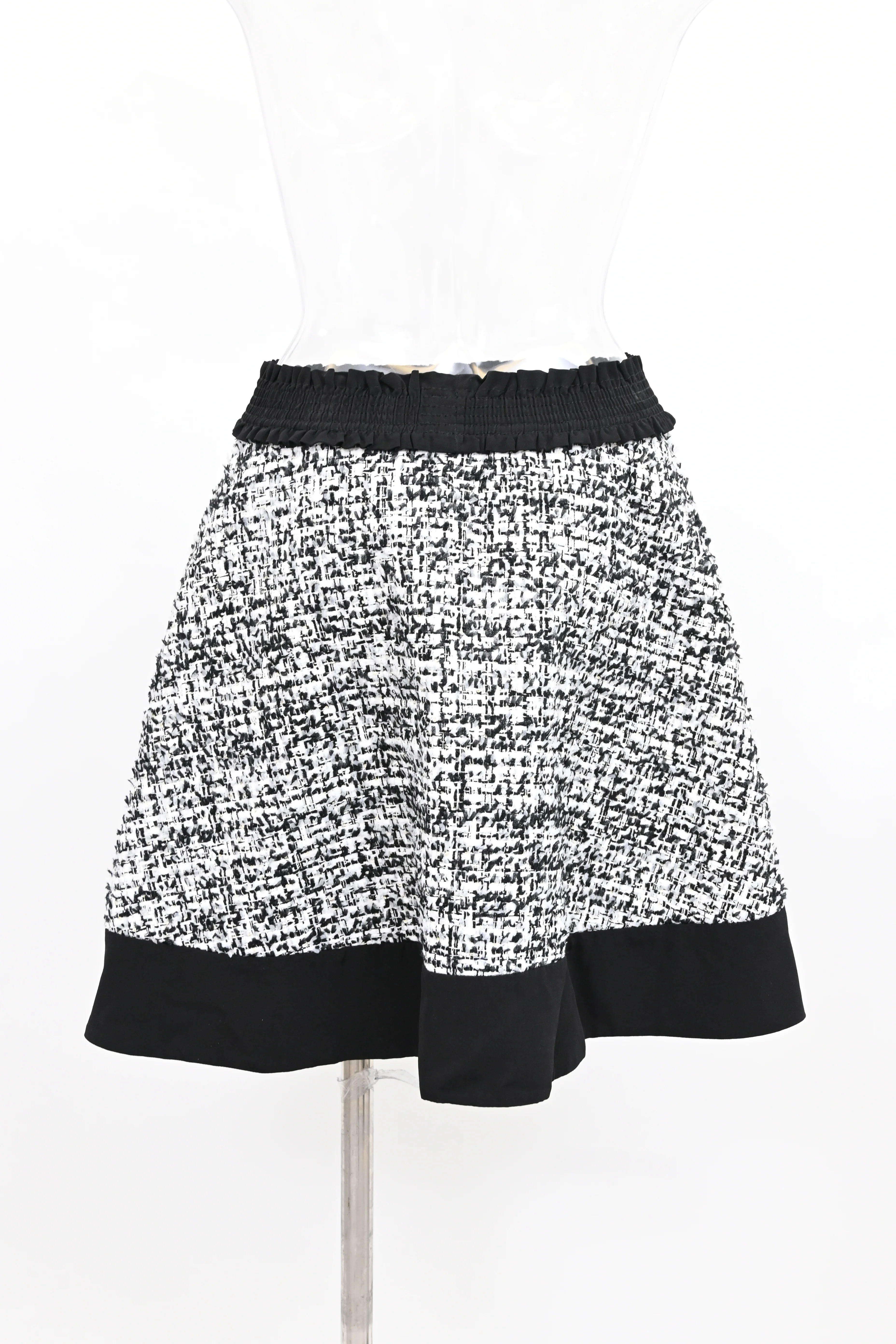 Women's  Sandro Paris Sequin-Embellished Tweed Mini Skirt in Black and White Polyester - Image 7