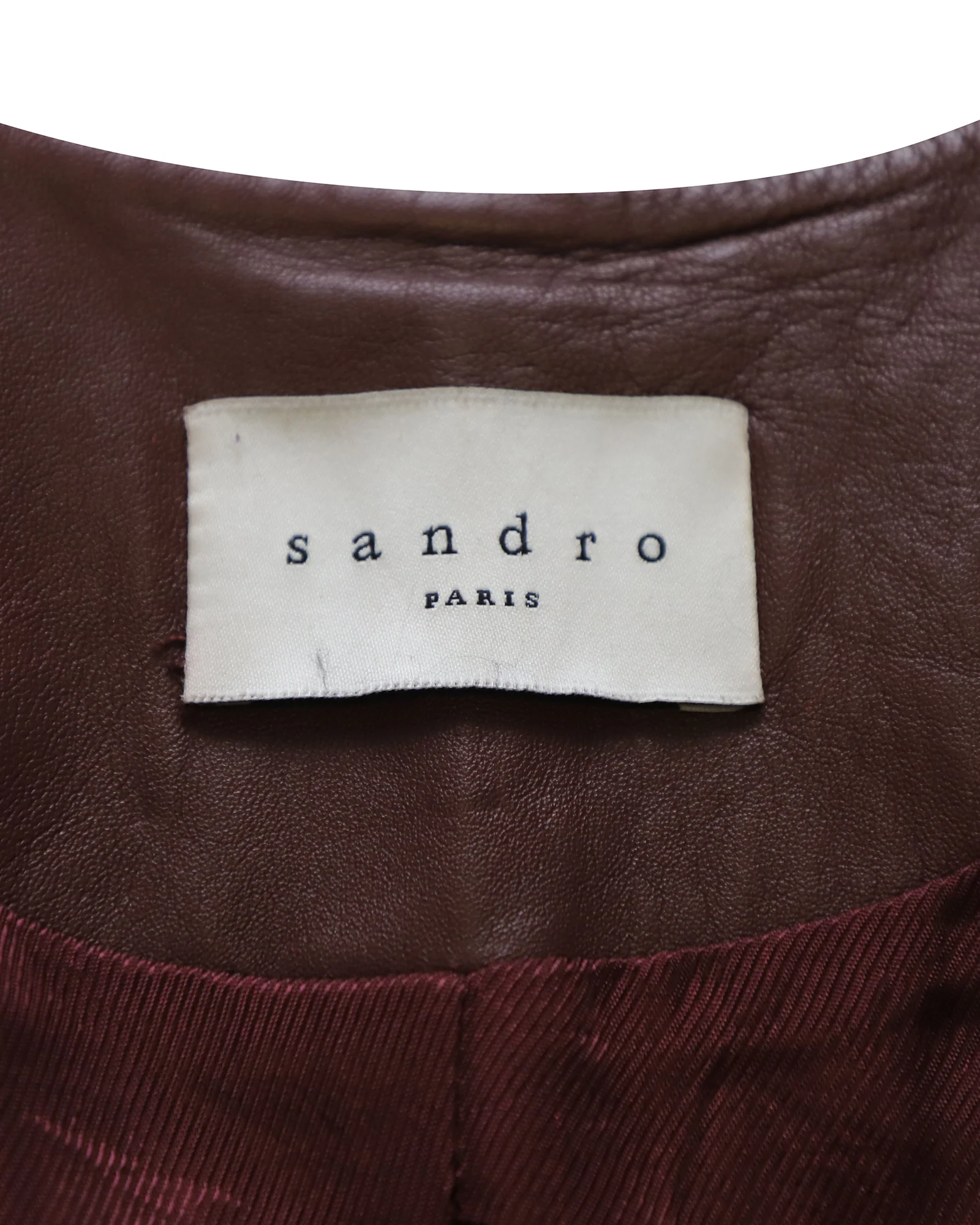 Women's Sandro Paris Zipper Trim Jacket in Burgundy Leather - Image 7